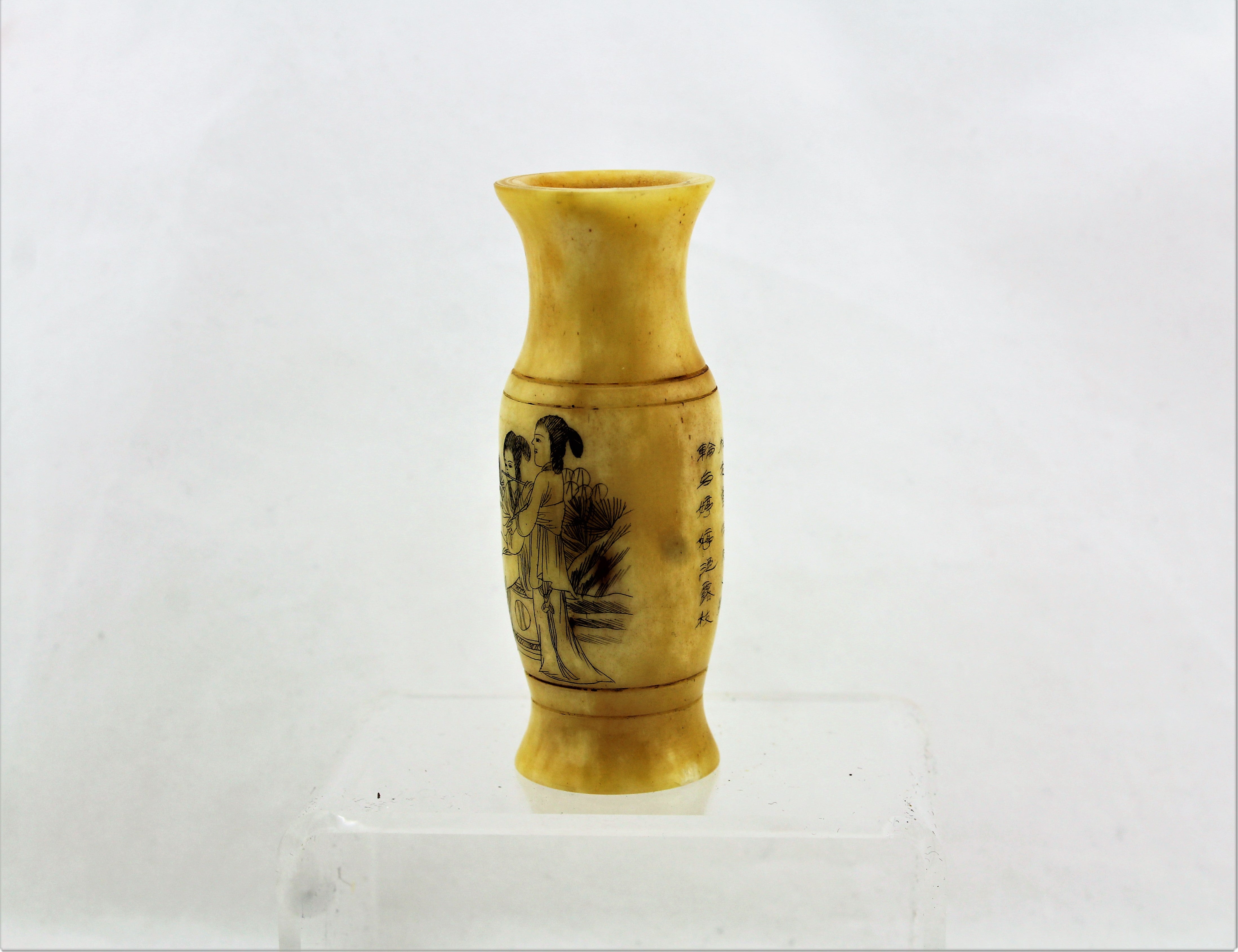 Scrimshaw Bone Vase