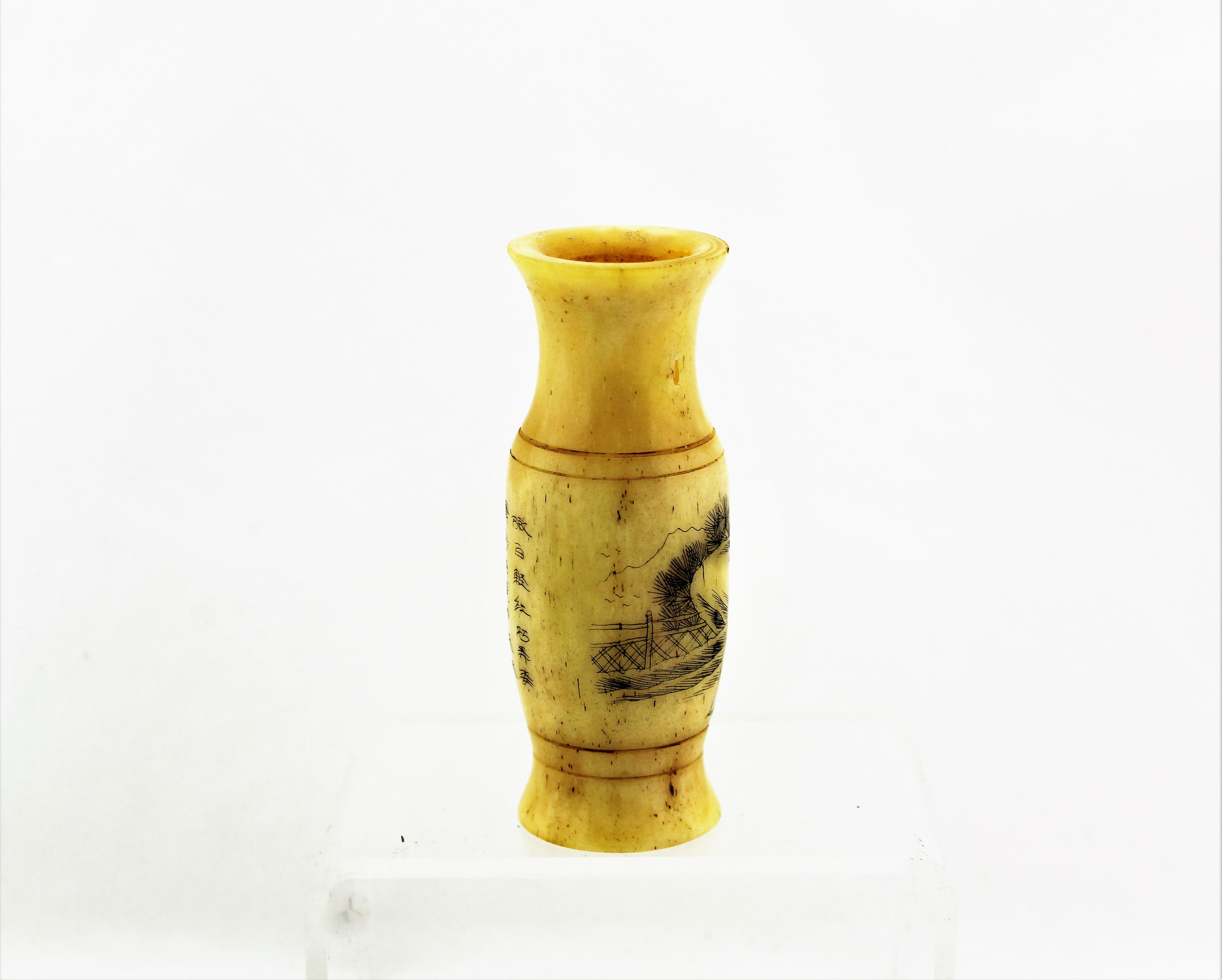 Scrimshaw Bone Vase