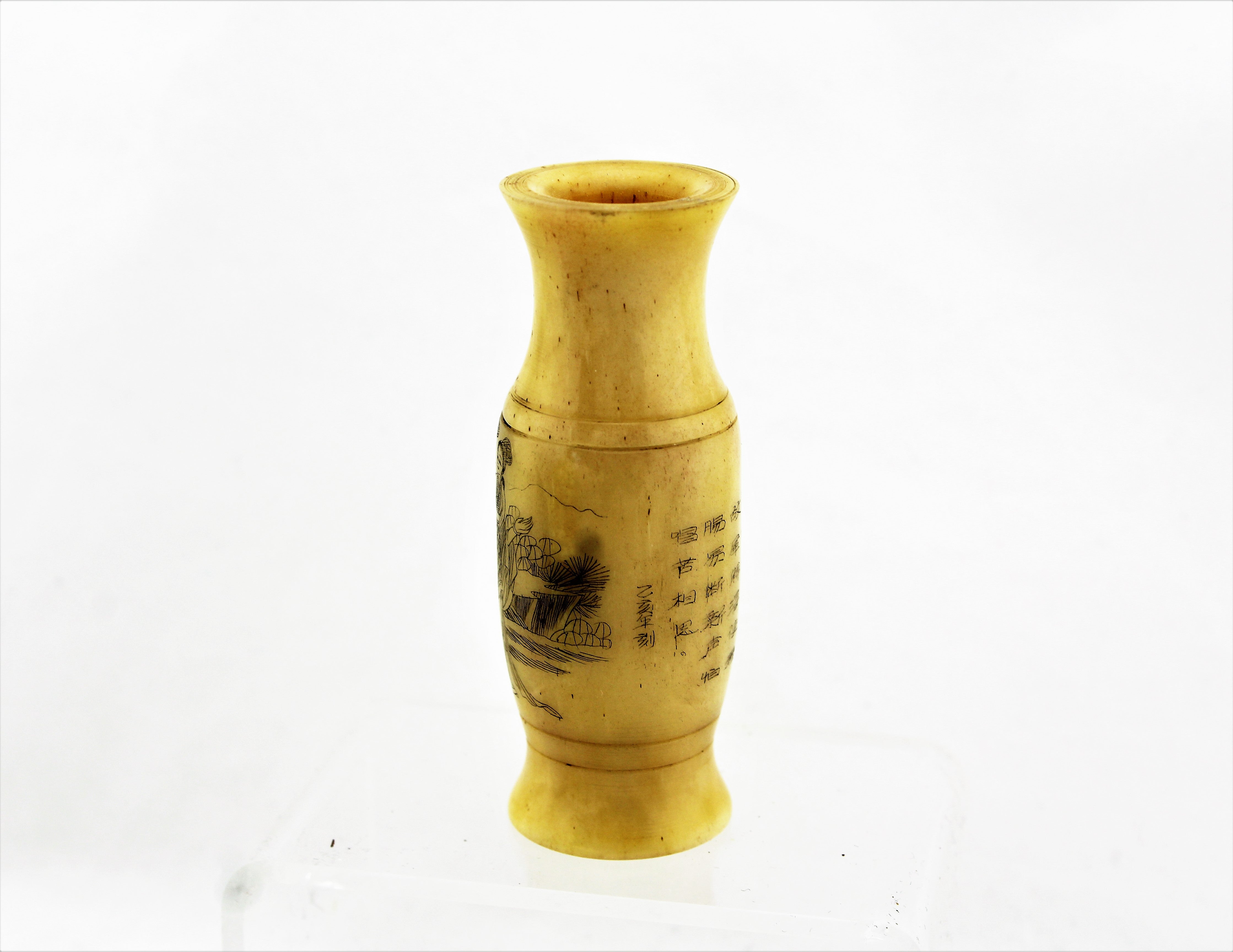 Scrimshaw Bone Vase