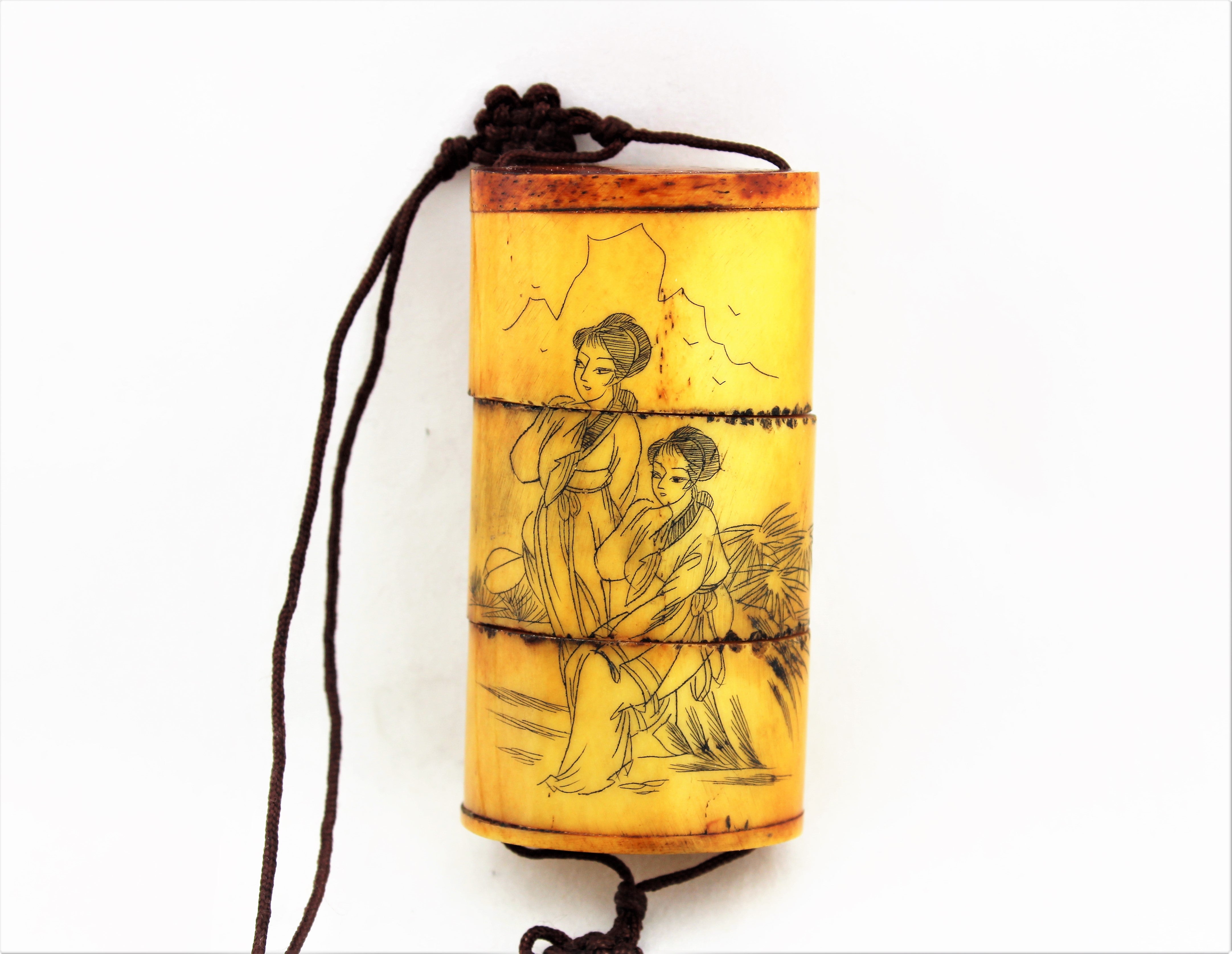 Carved Bone Inro Box