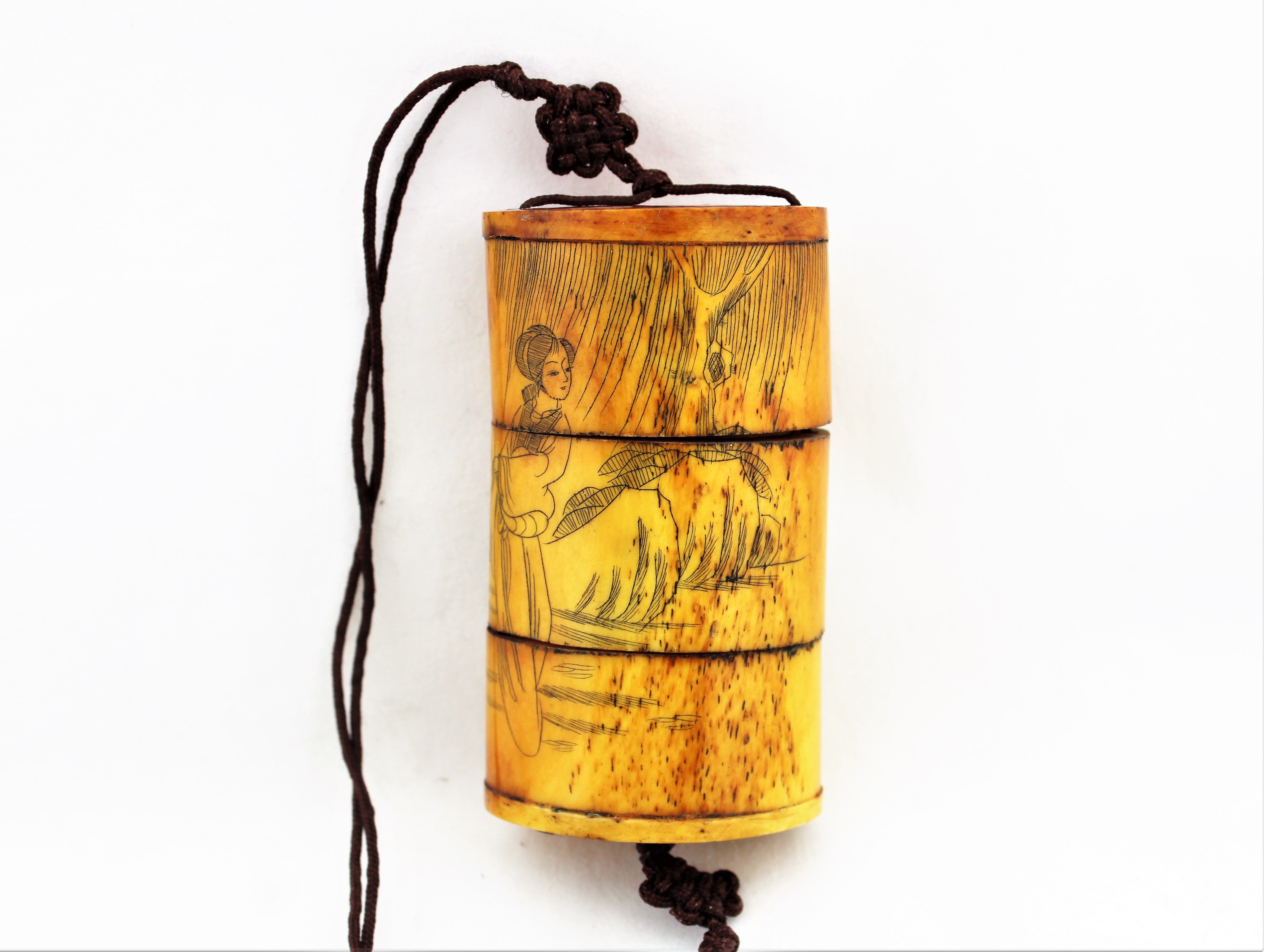 Carved Bone Inro Box
