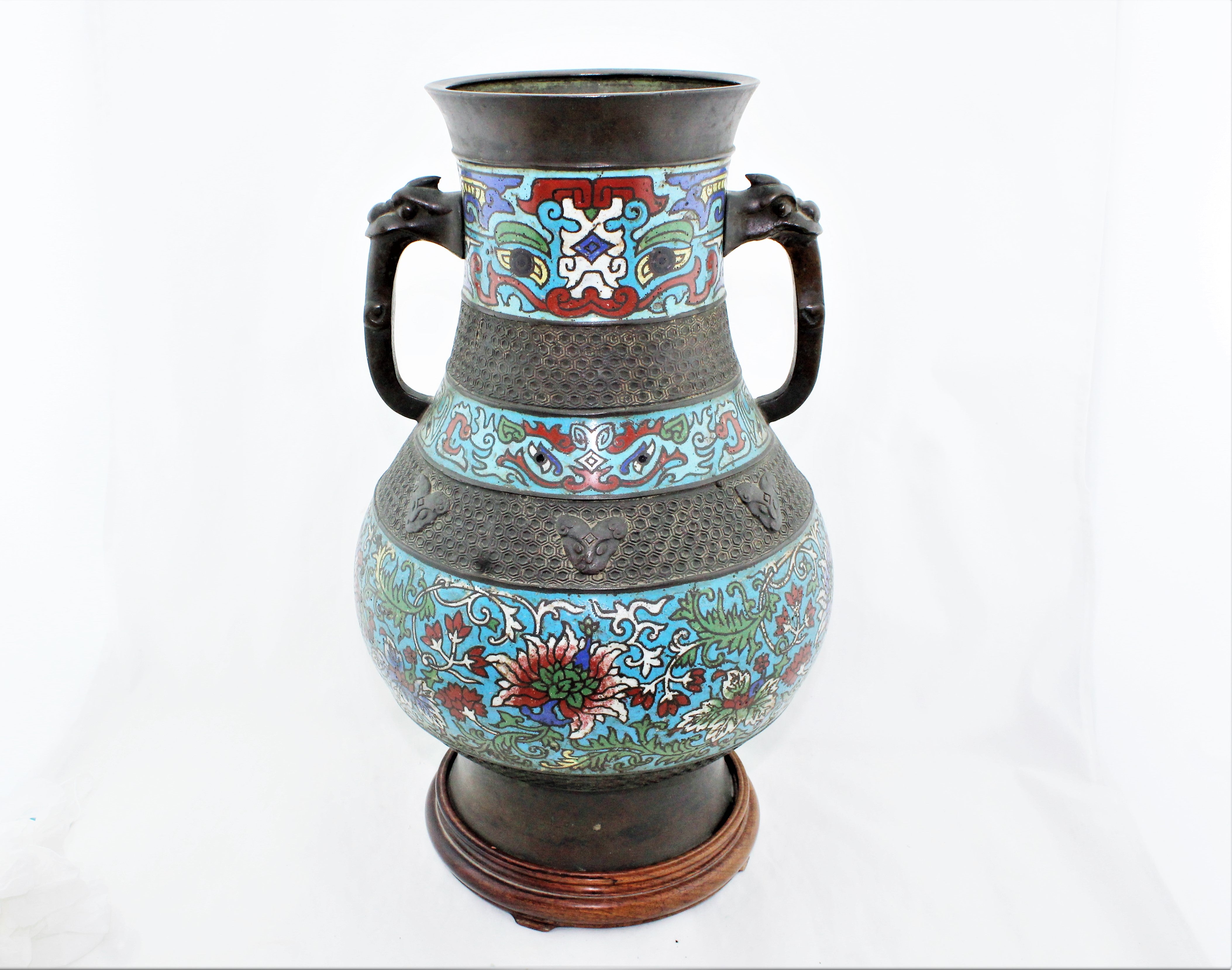 Antique Japanese Bronze Cloisonne Vase
