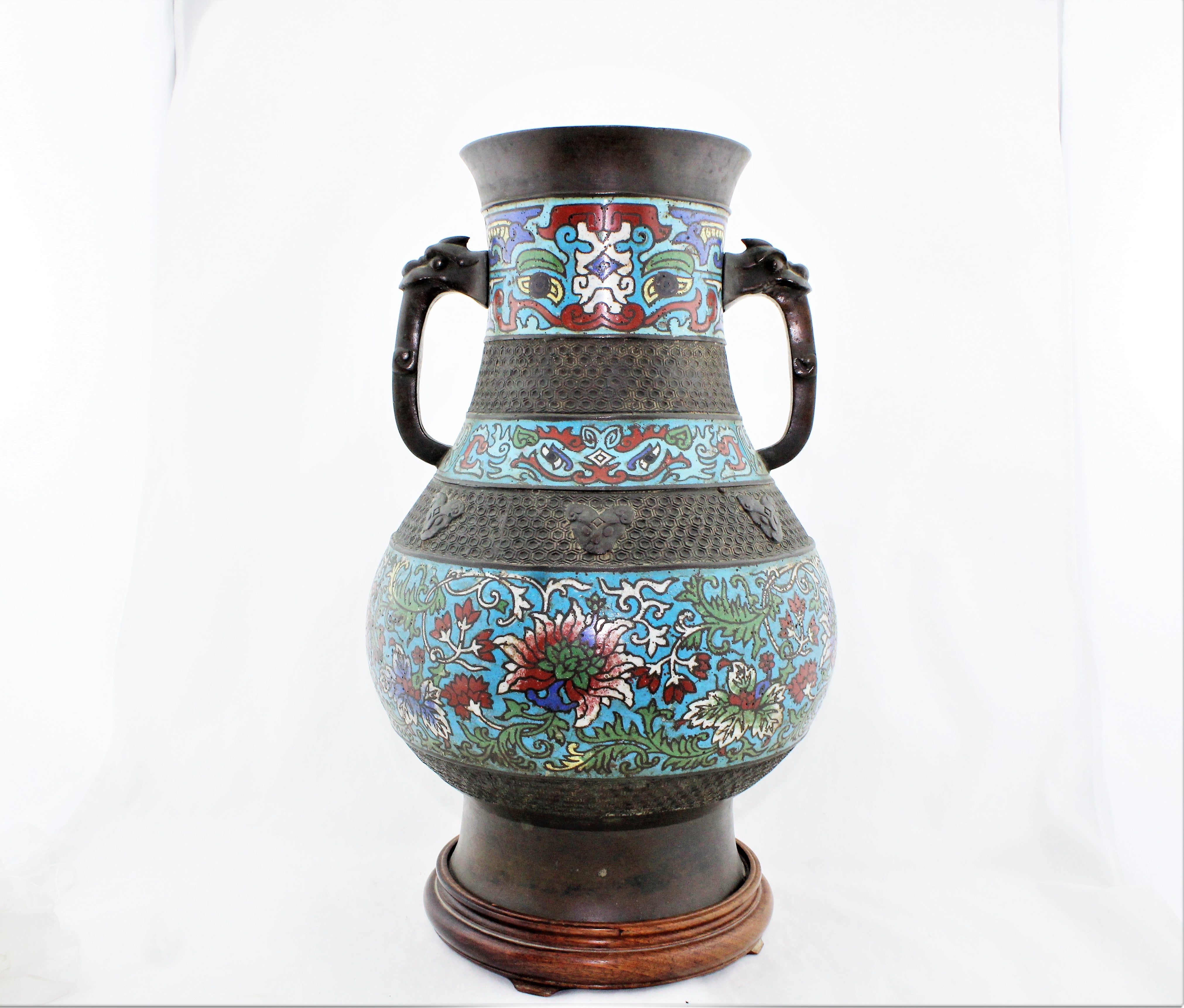 Antique Japanese Bronze Cloisonne Vase