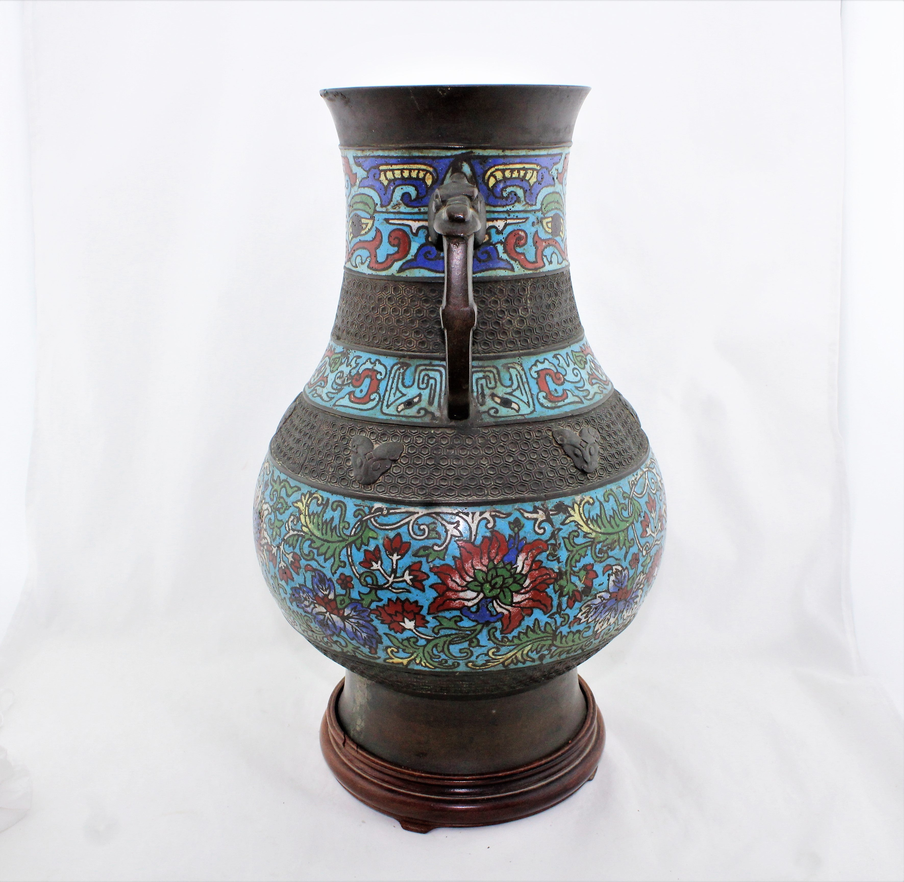 Antique Japanese Bronze Cloisonne Vase