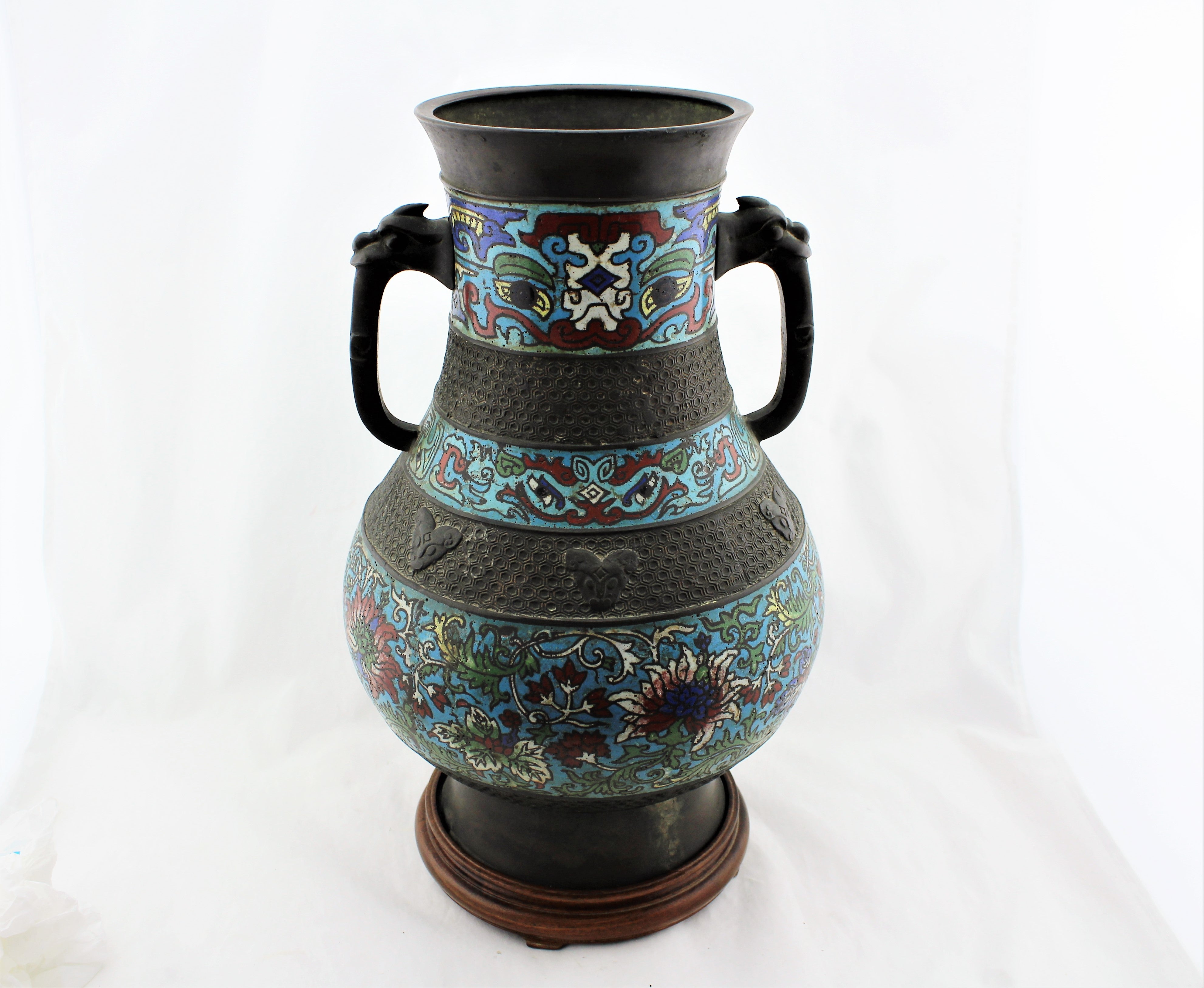 Antique Japanese Bronze Cloisonne Vase