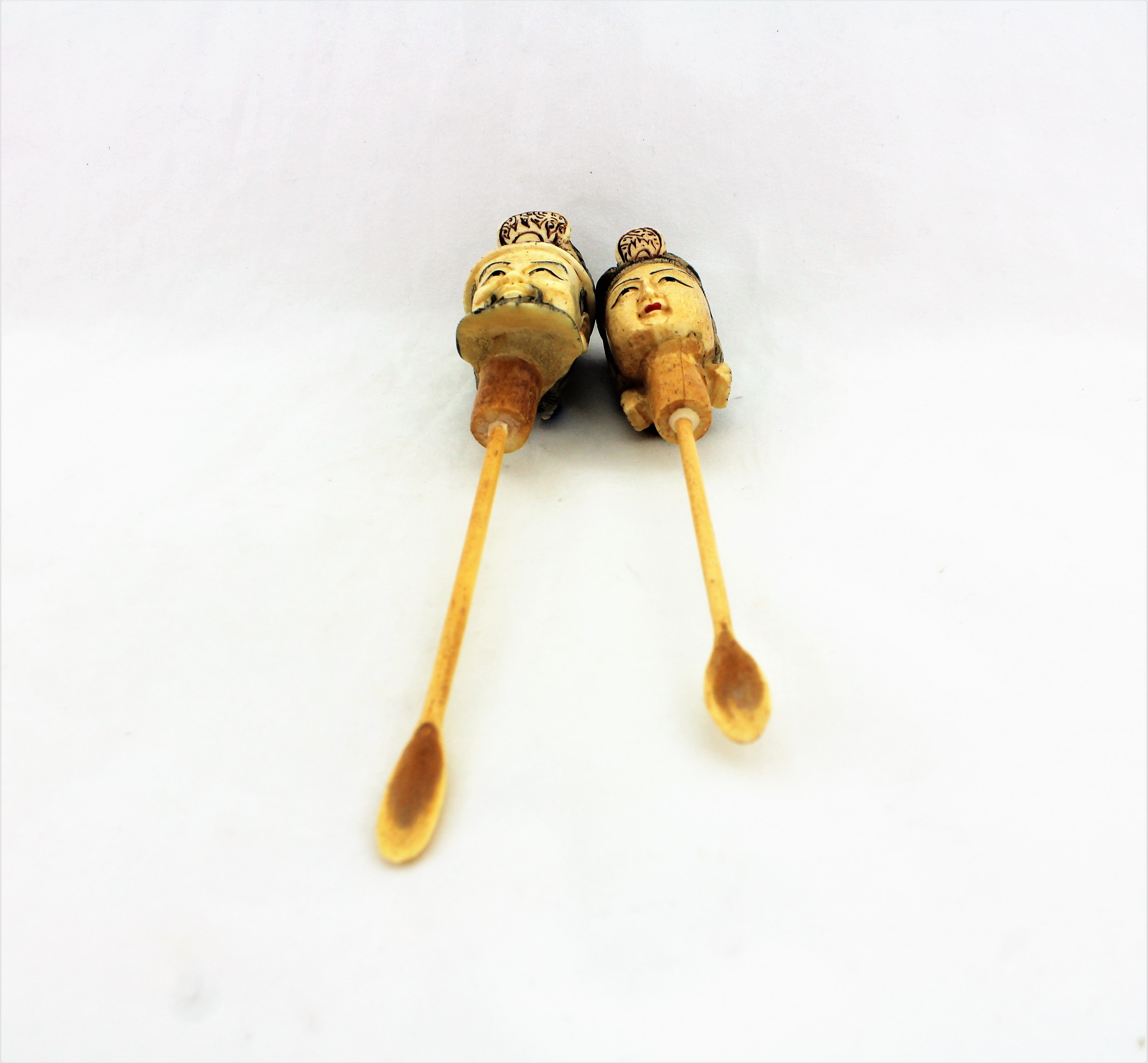 Carved Bone Snuff Bottle Pair