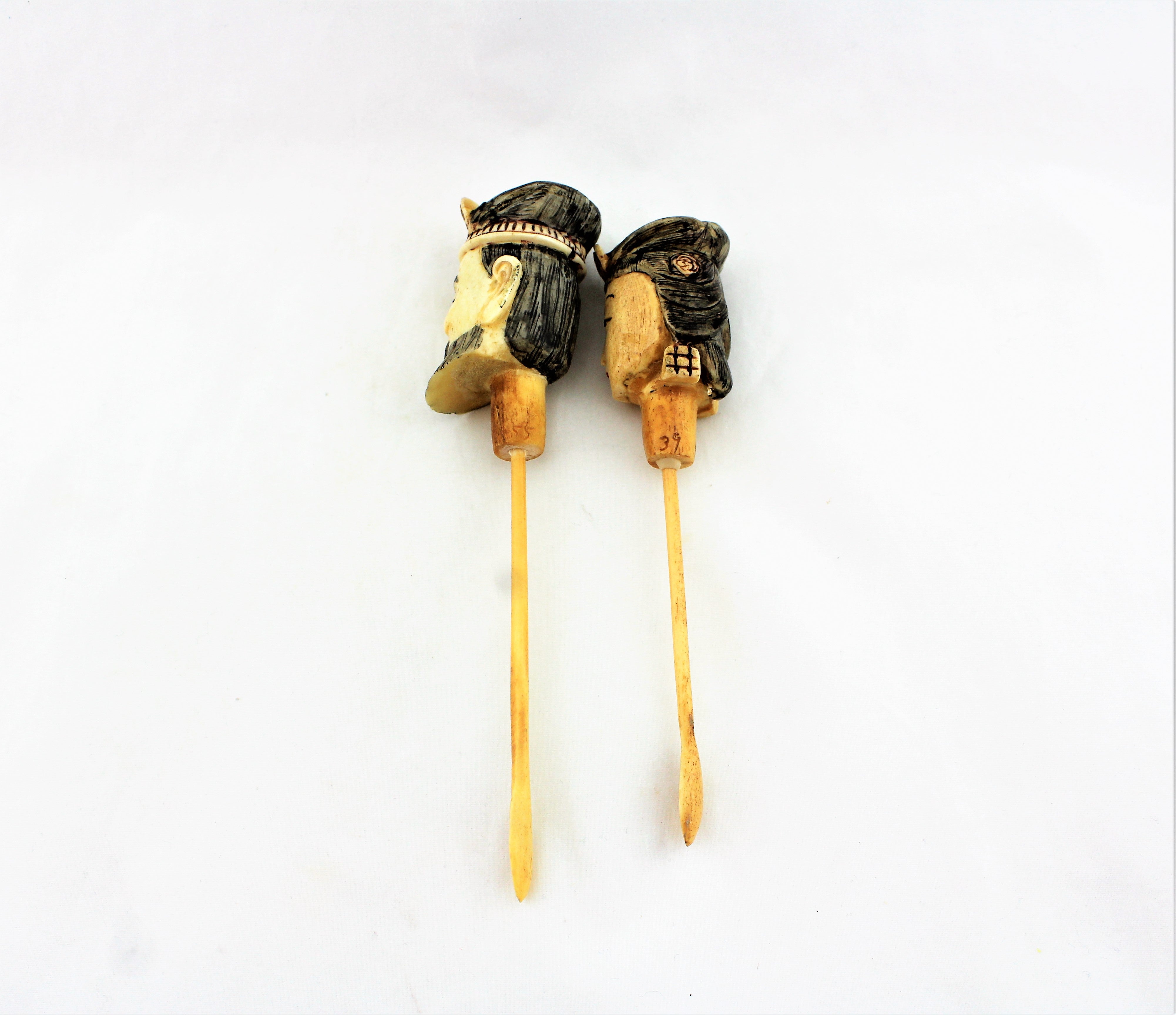 Carved Bone Snuff Bottle Pair