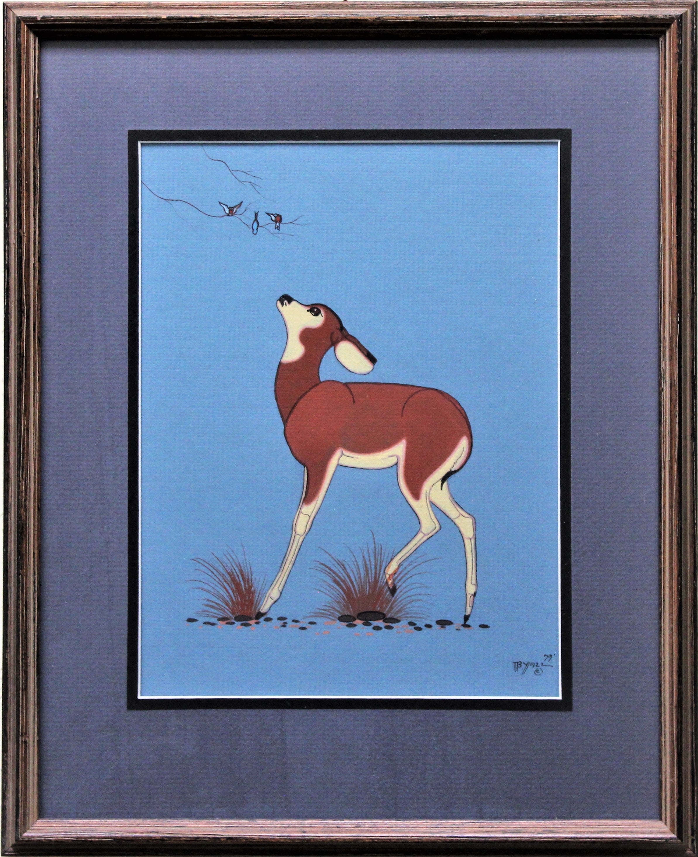 Beatien Yazz Casein/ Tempera Deer Painting Pair