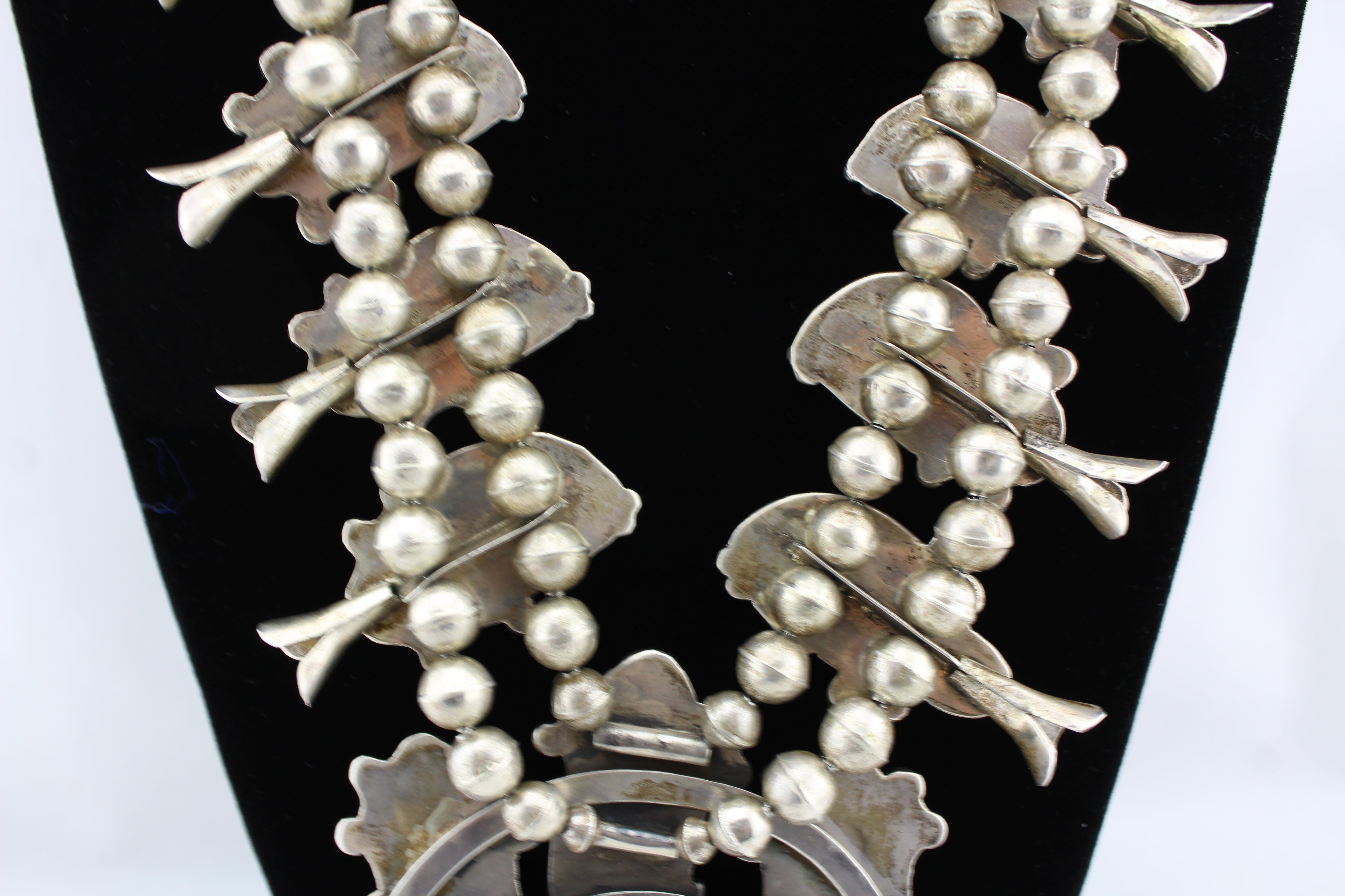 1940-50s Bisbee Sterling Silver Squashblossom Necklace