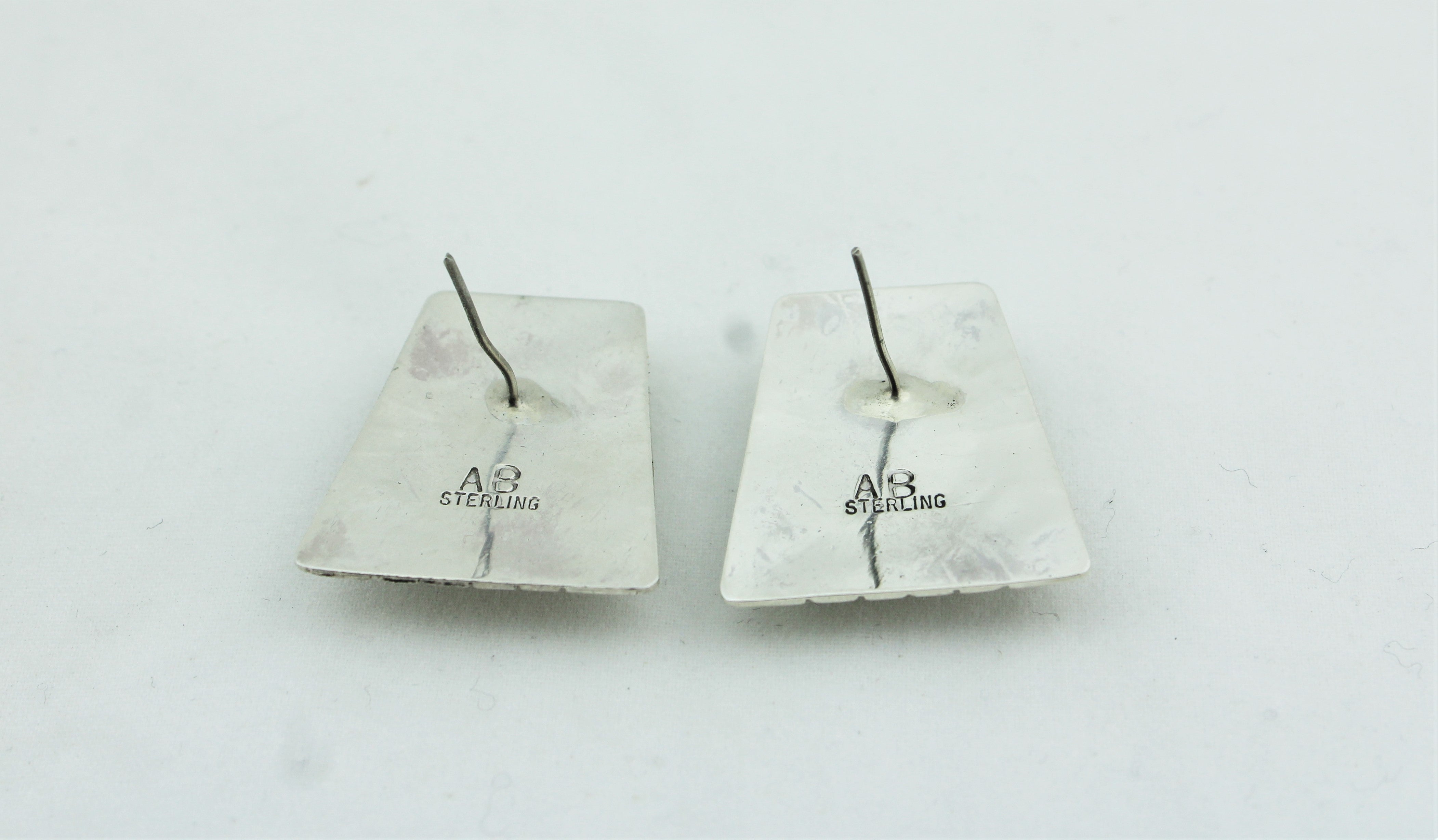 Abraham Begay Sterling Silver Overlay Earrings