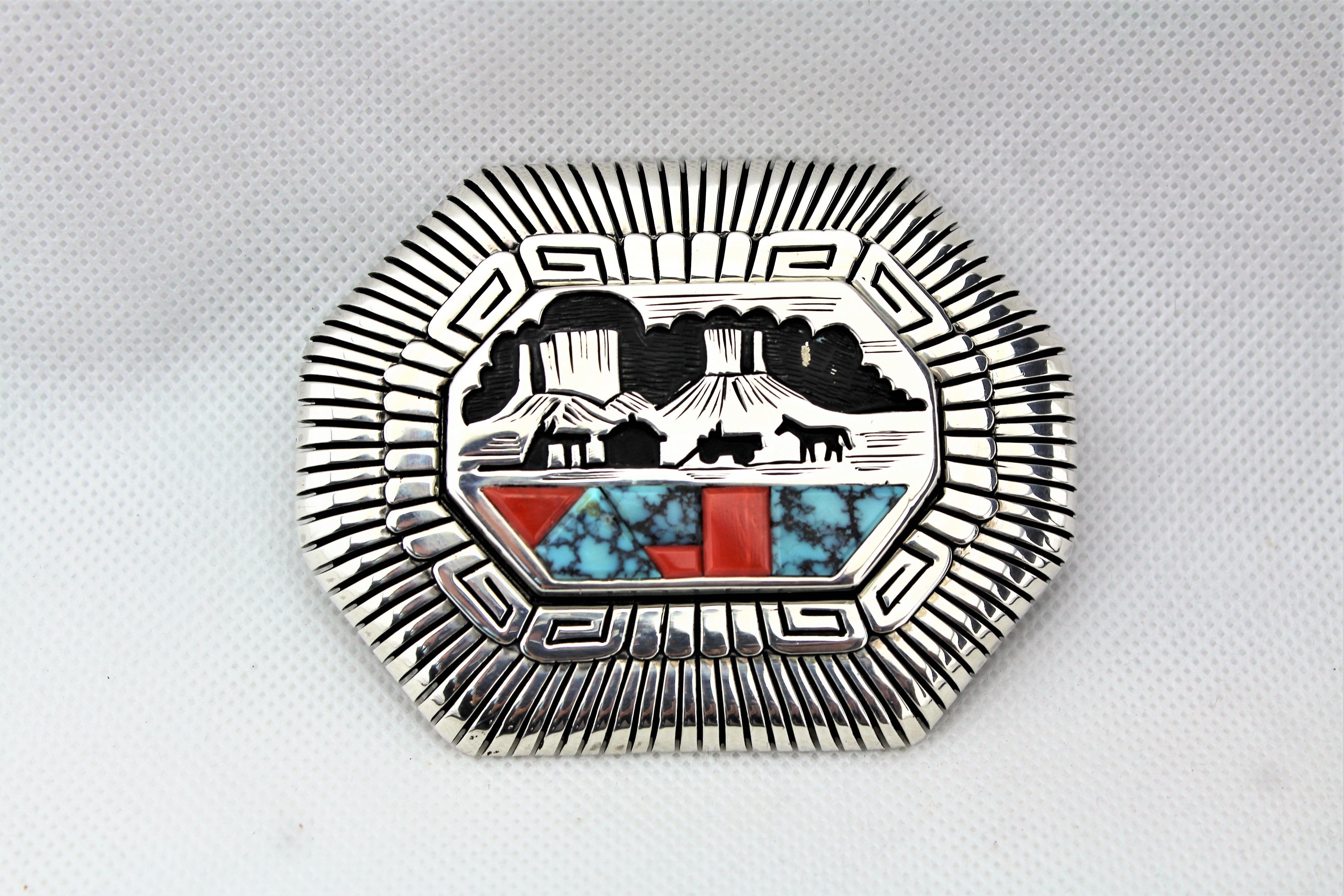 Alvin and Lula Begay Storyteller Bolo Tie Buckle Set