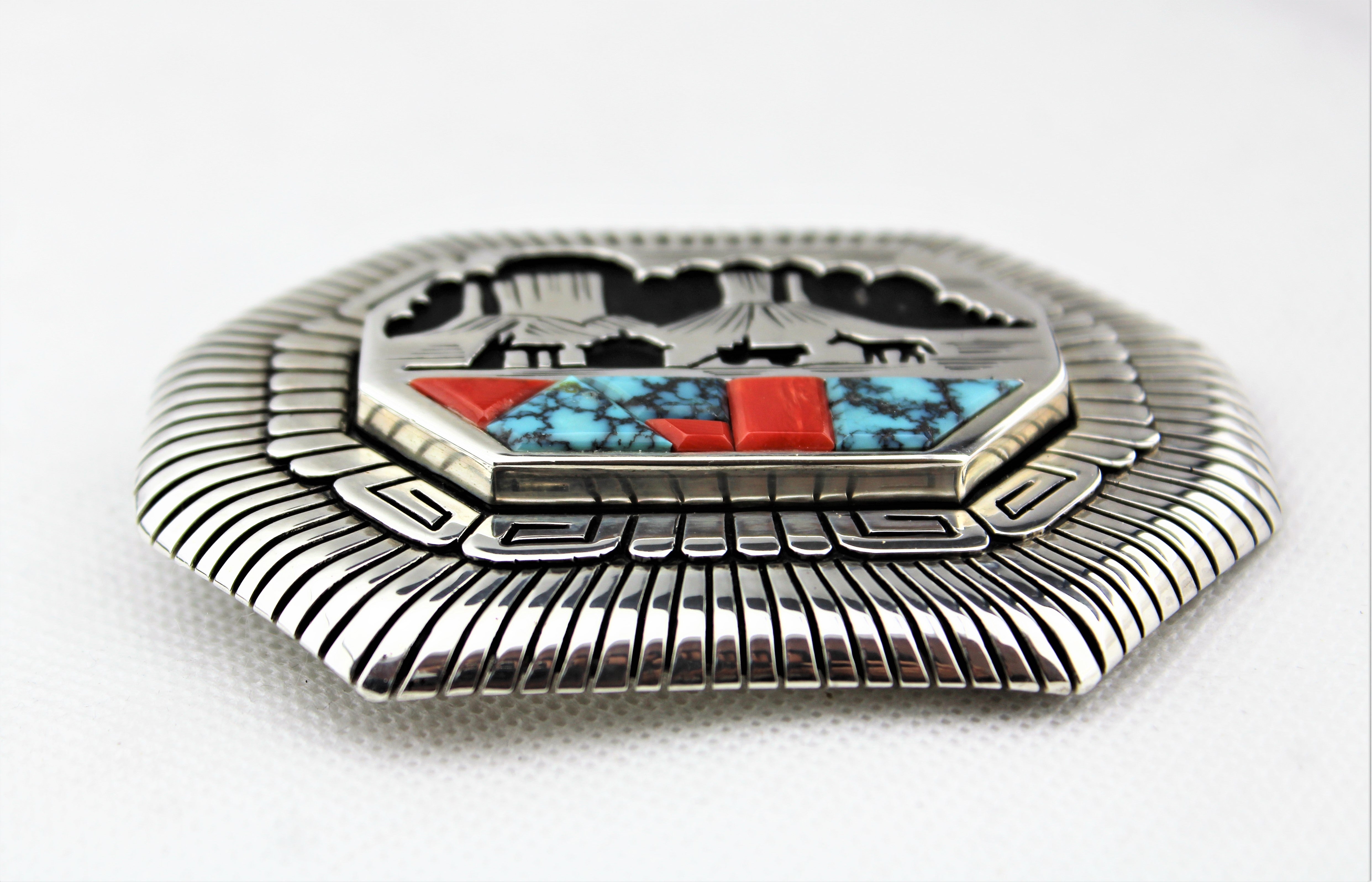 Alvin and Lula Begay Storyteller Bolo Tie Buckle Set