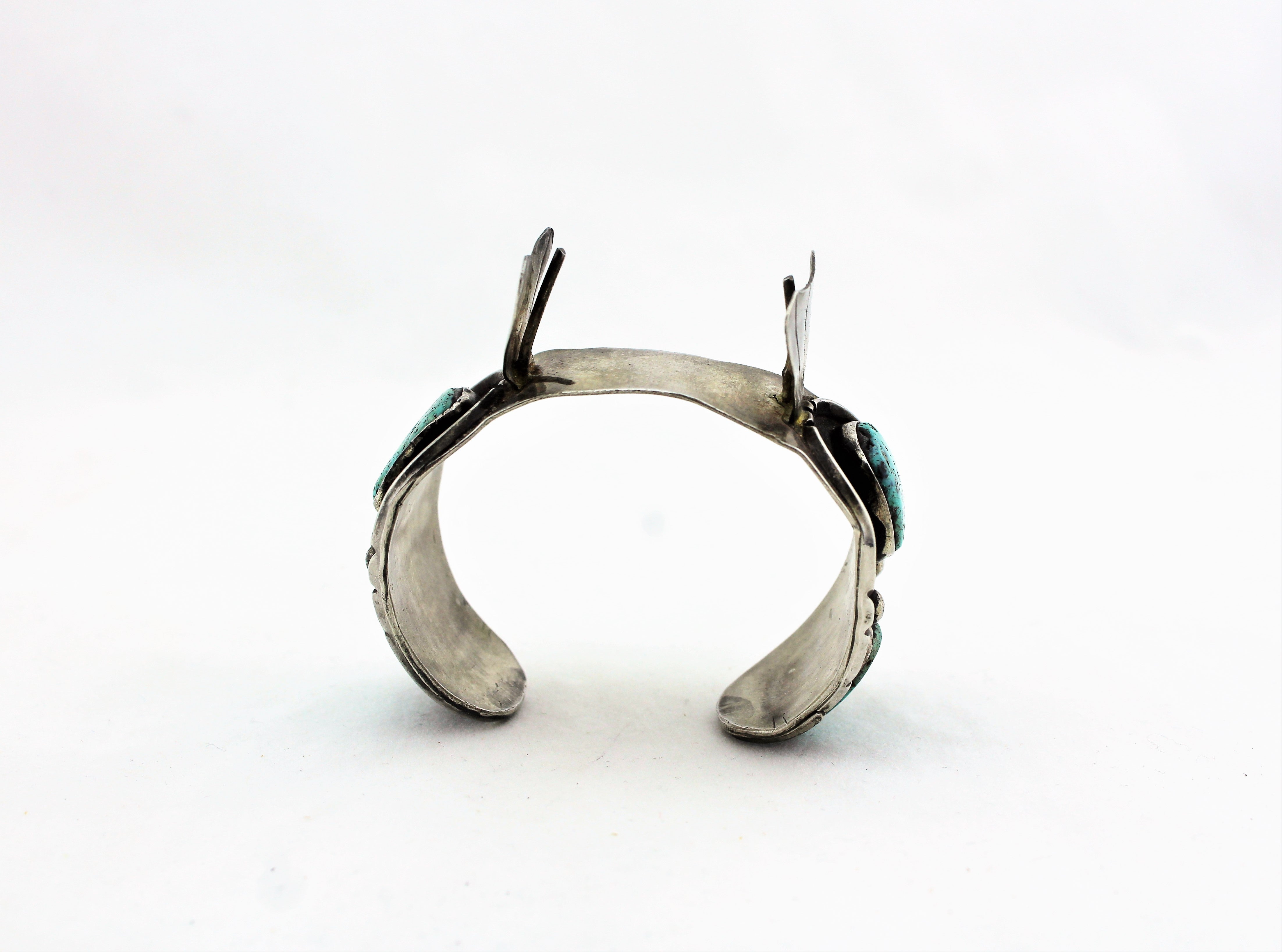 Antique Silver and Turquoise Watch Cuff