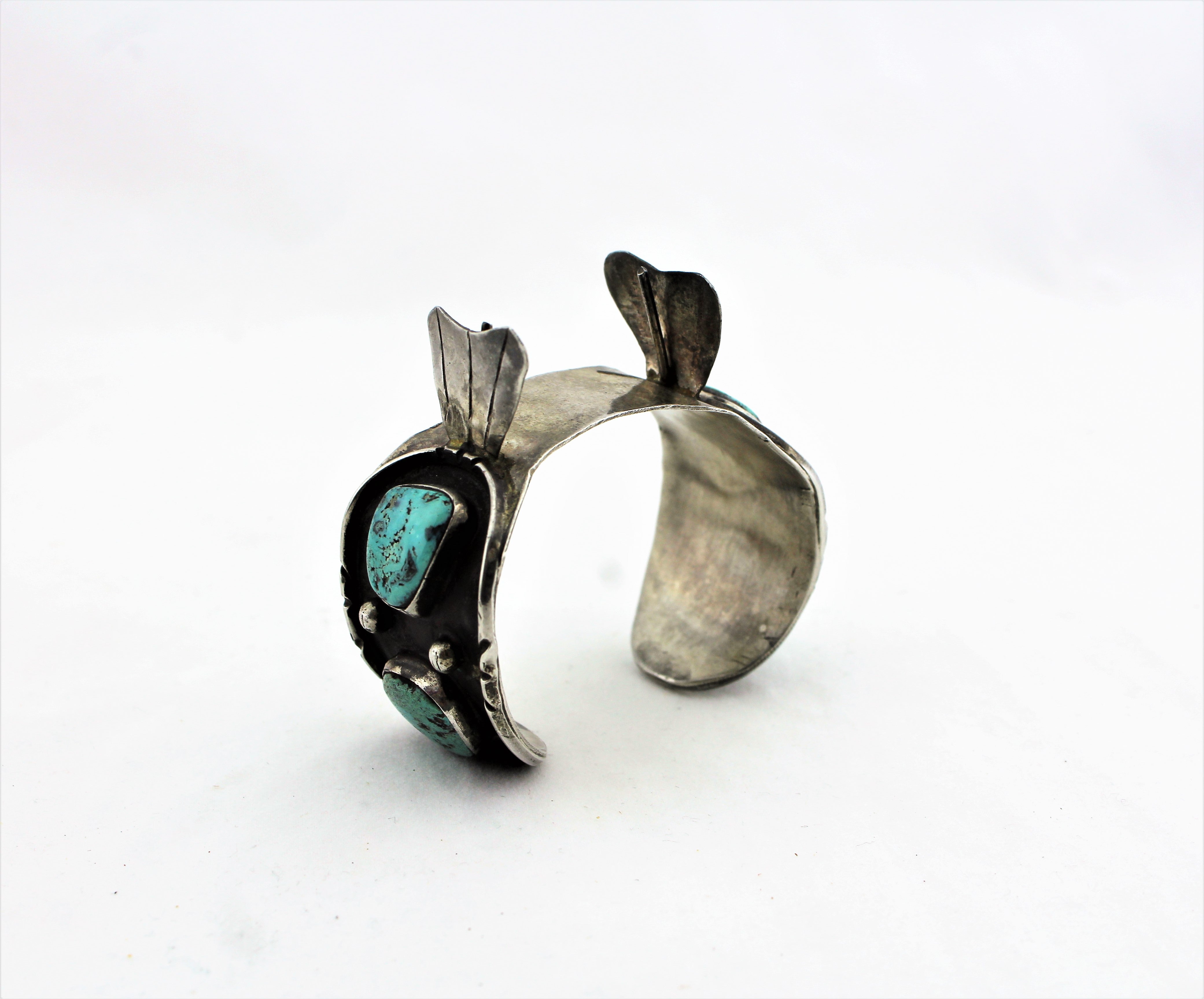 Antique Silver and Turquoise Watch Cuff