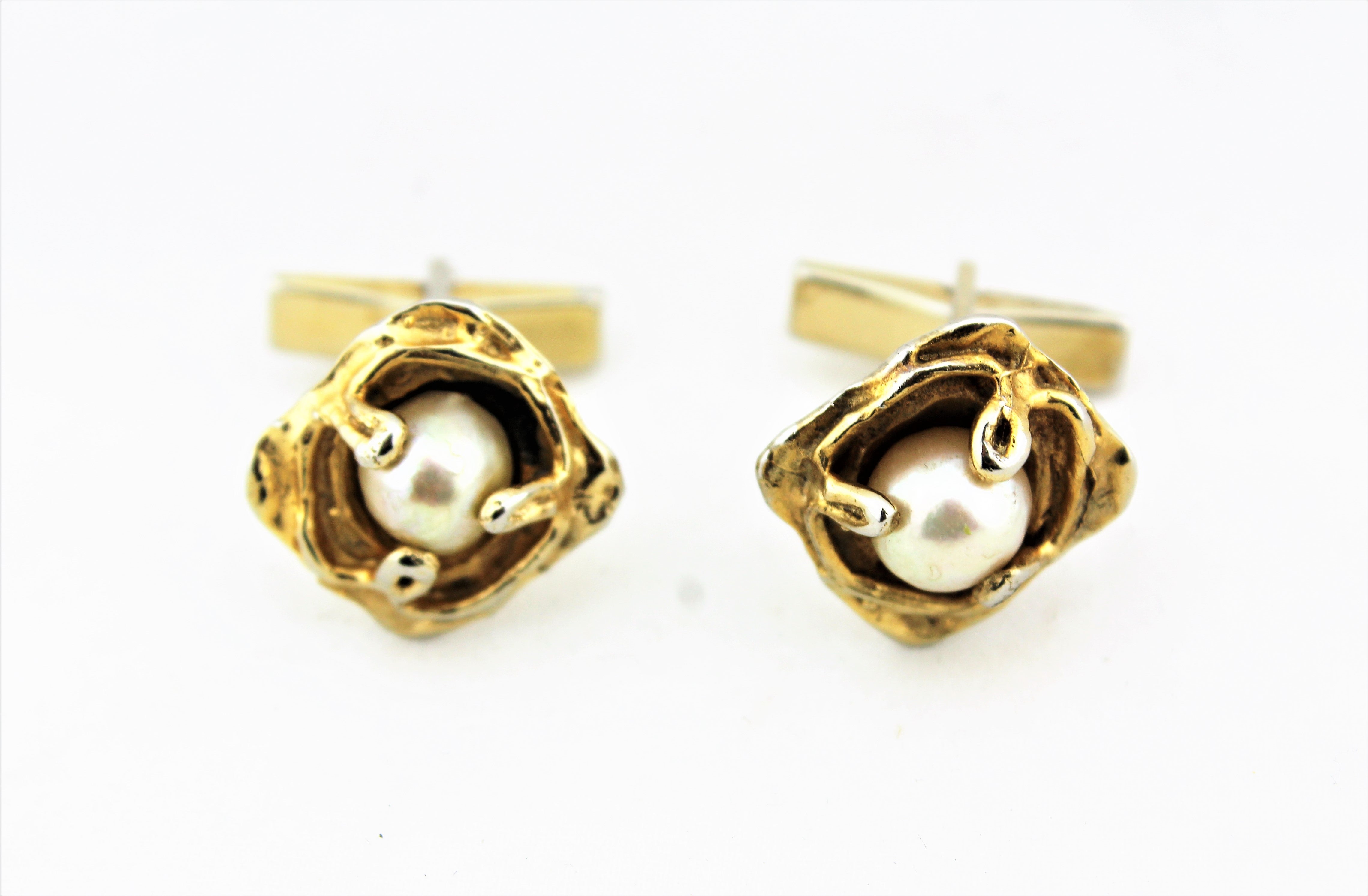 Sterling Silver and Pearl Cufflinks