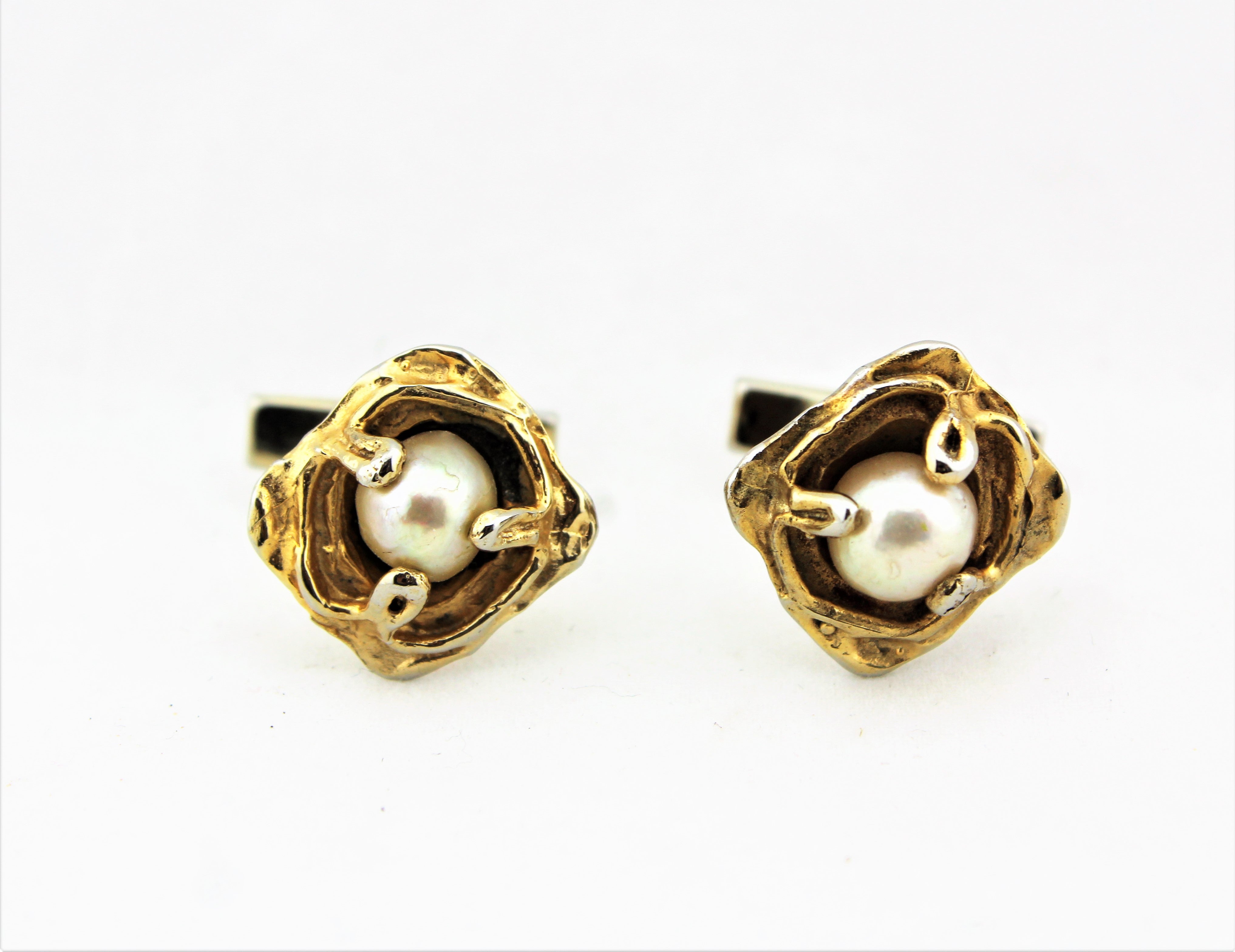 Sterling Silver and Pearl Cufflinks