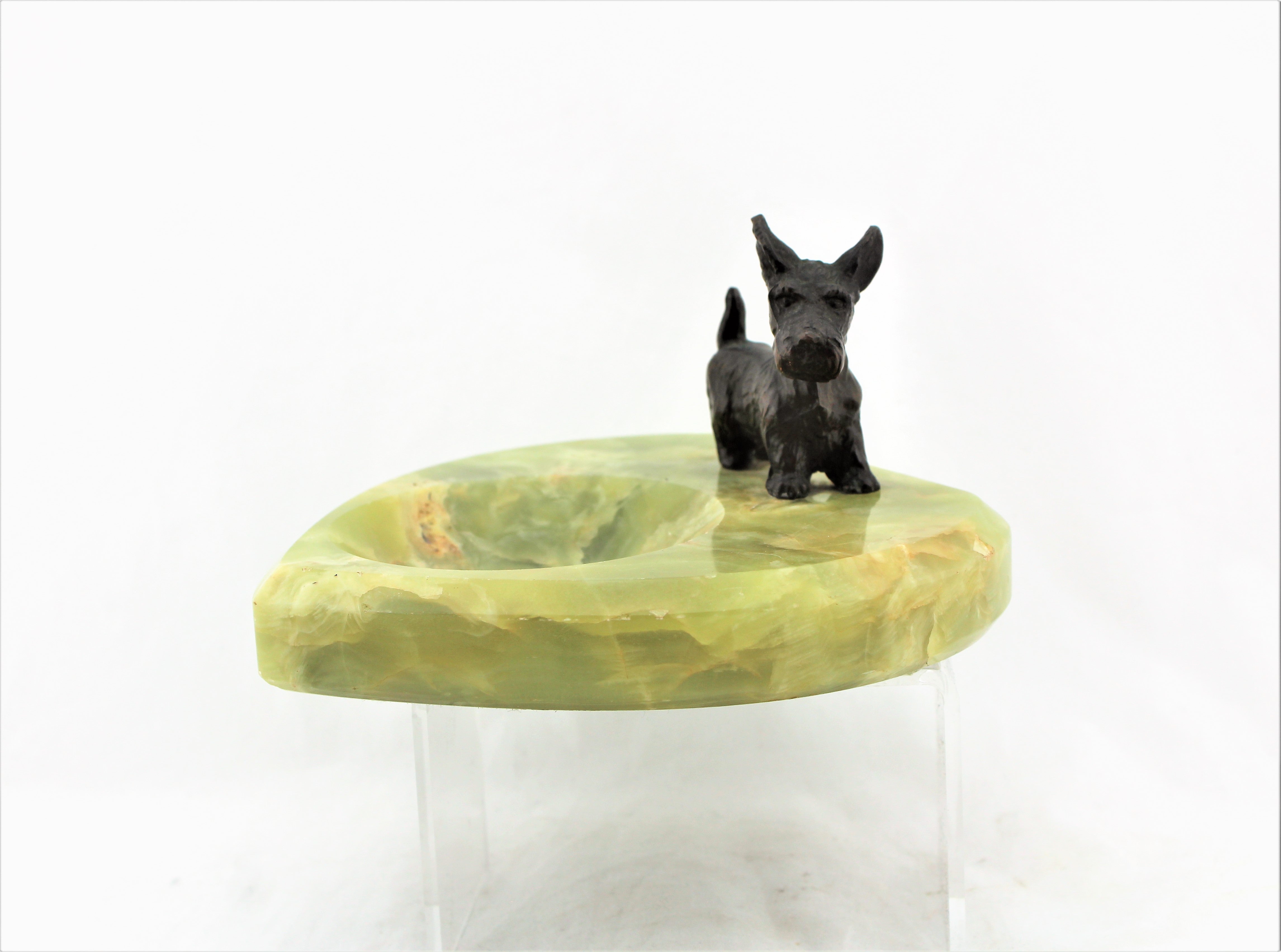 Green Onyx and Bronze Scotty Tray