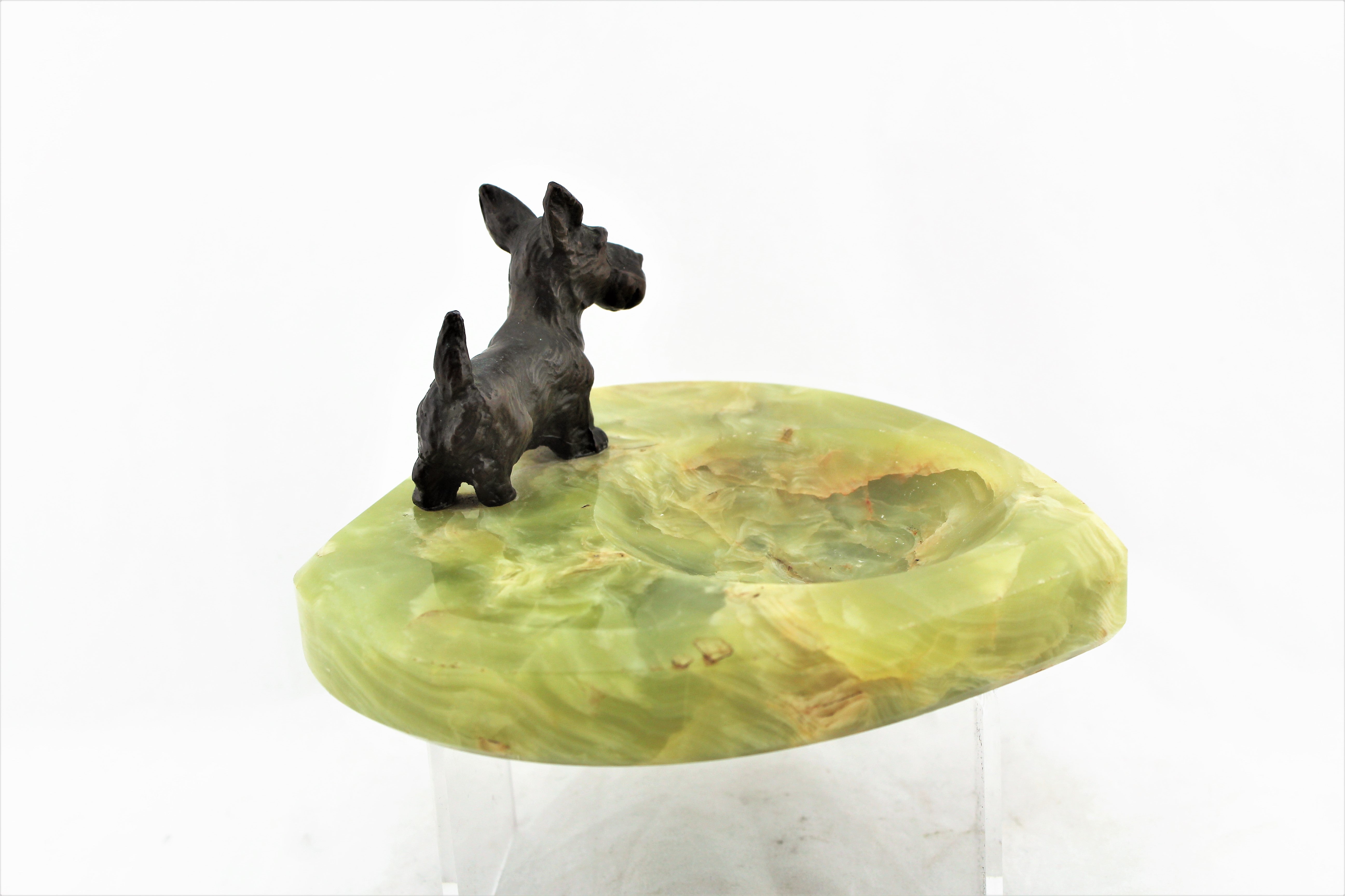 Green Onyx and Bronze Scotty Tray