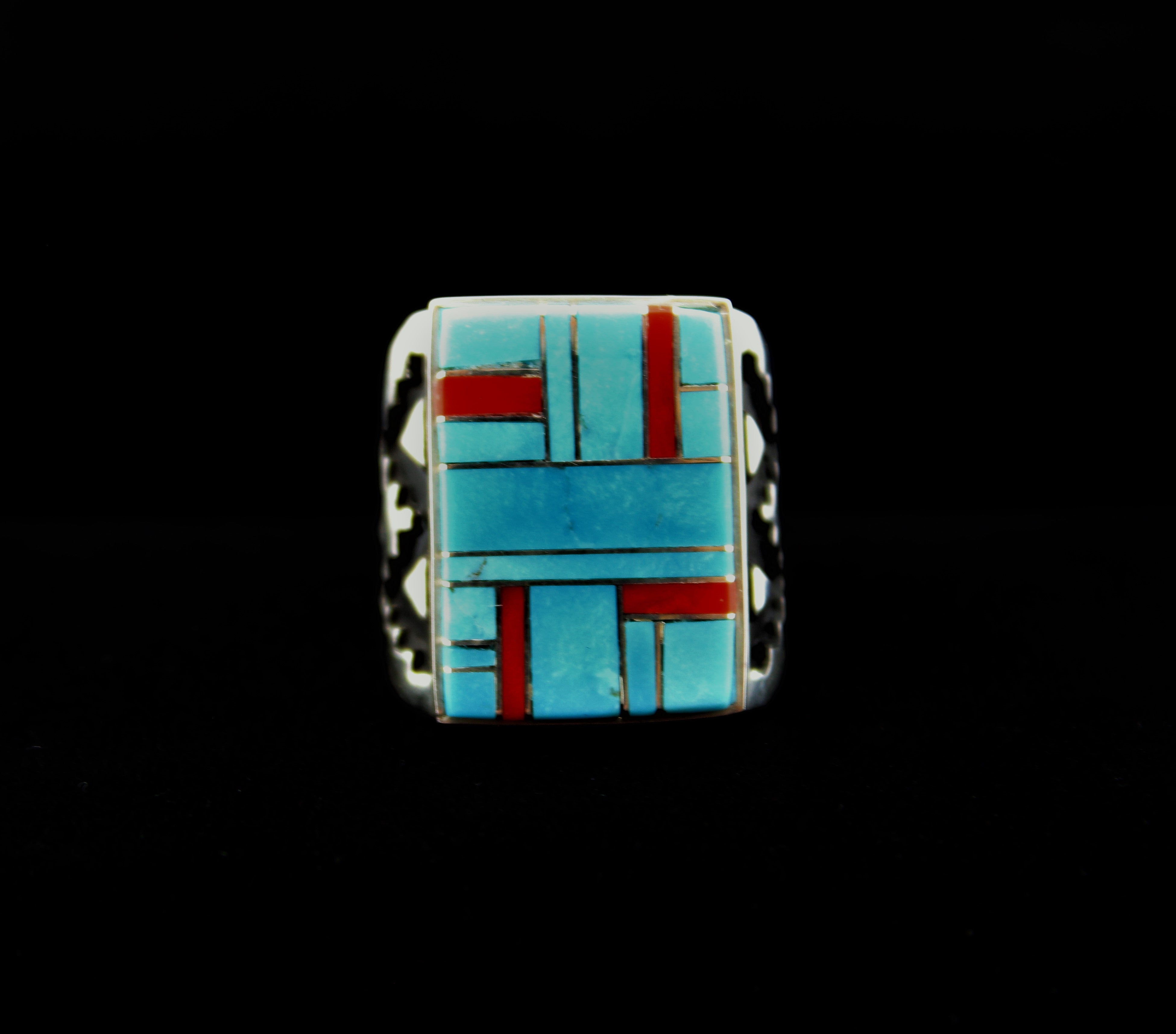 Sterling Silver Inlay Man's Ring