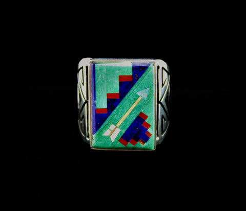 Sterling Silver Inlay Man's Ring