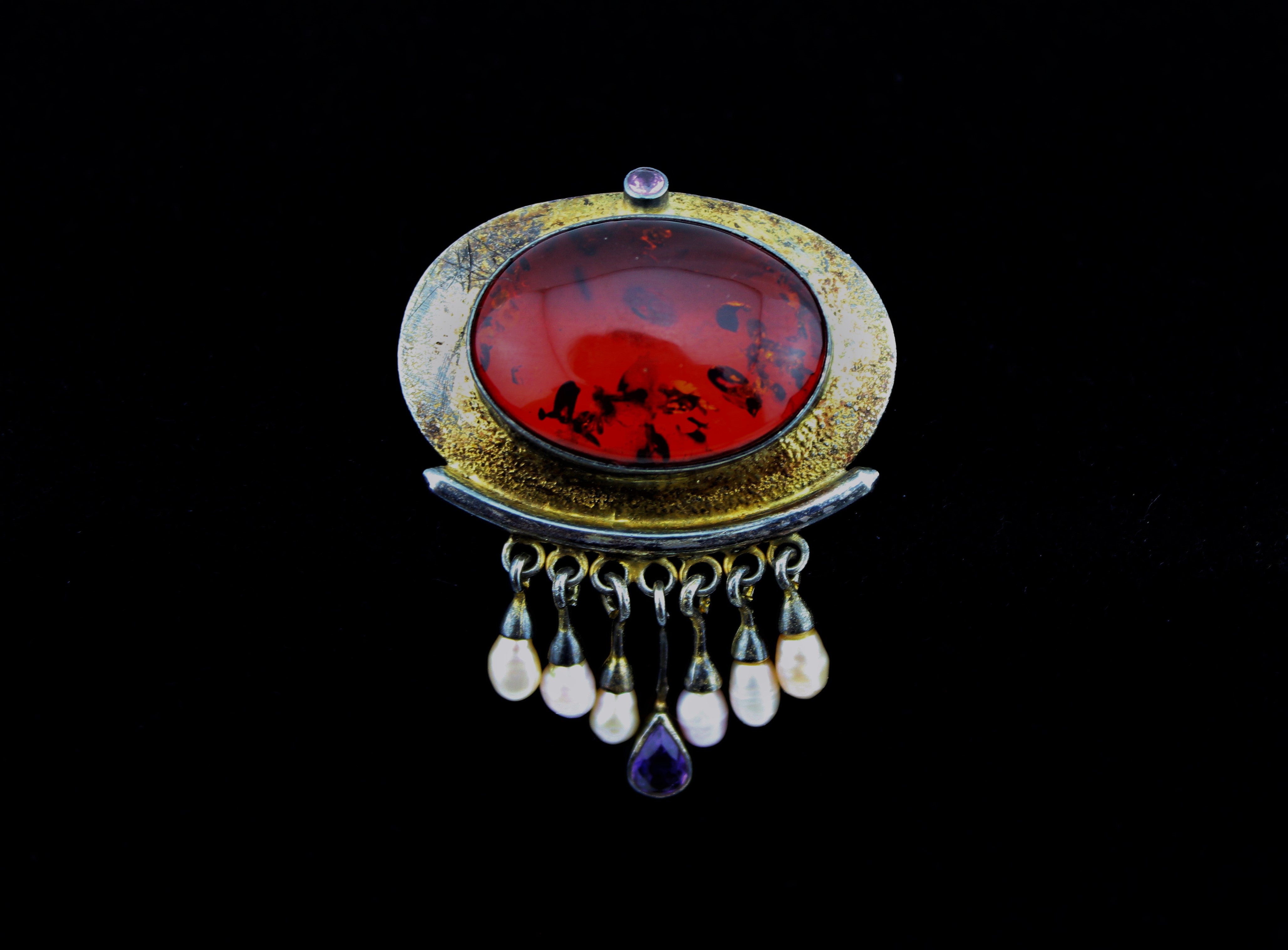 Vintage Baltic Amber Brooch