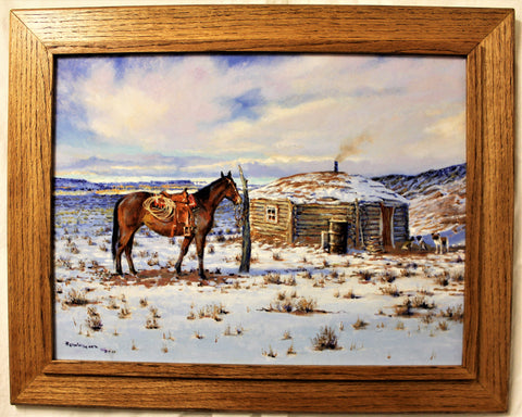 Red Wing Nez Horse and Hogan Oil Painting