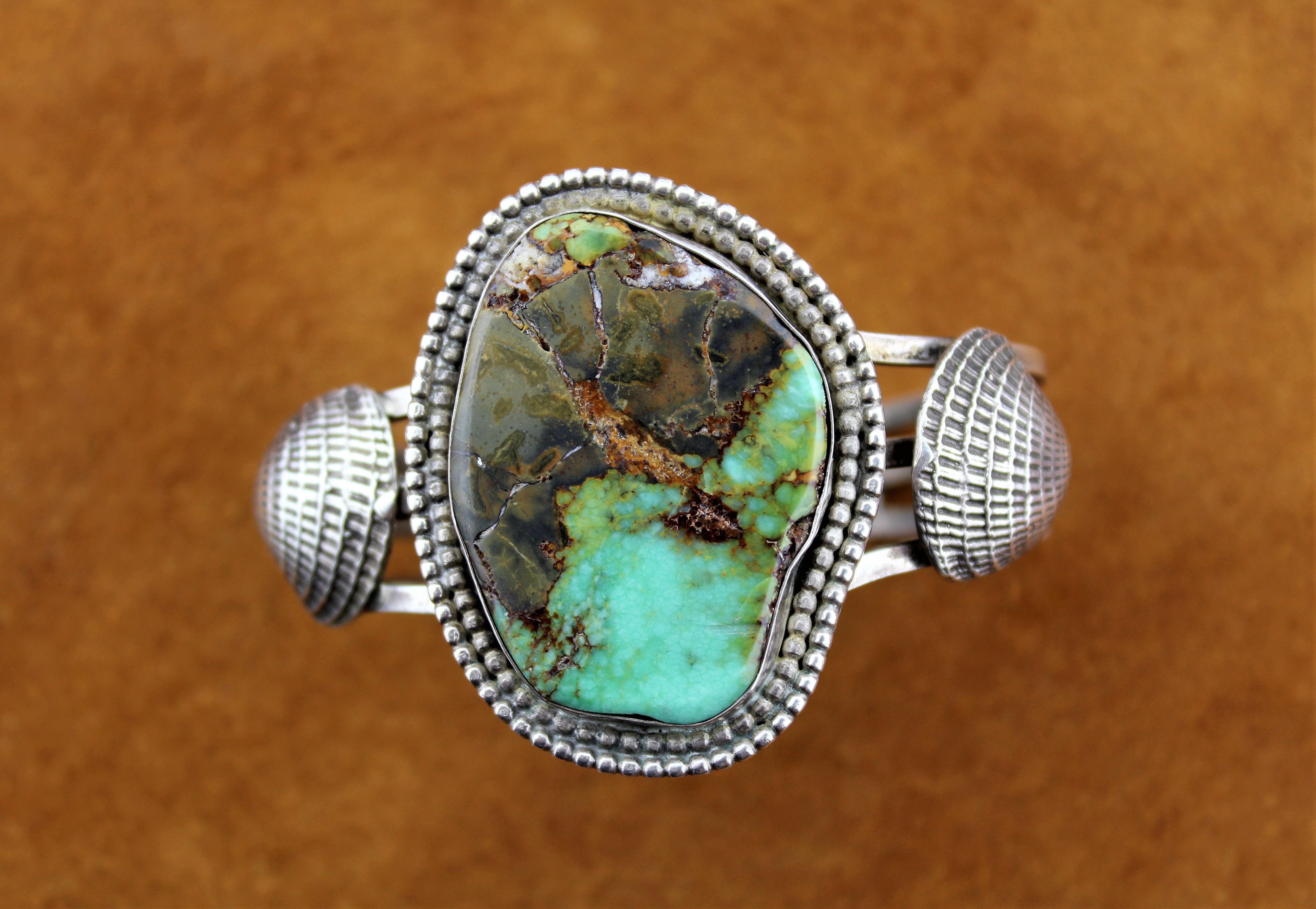 Vintage Sterling Silver and Large Turquoise Bracelet