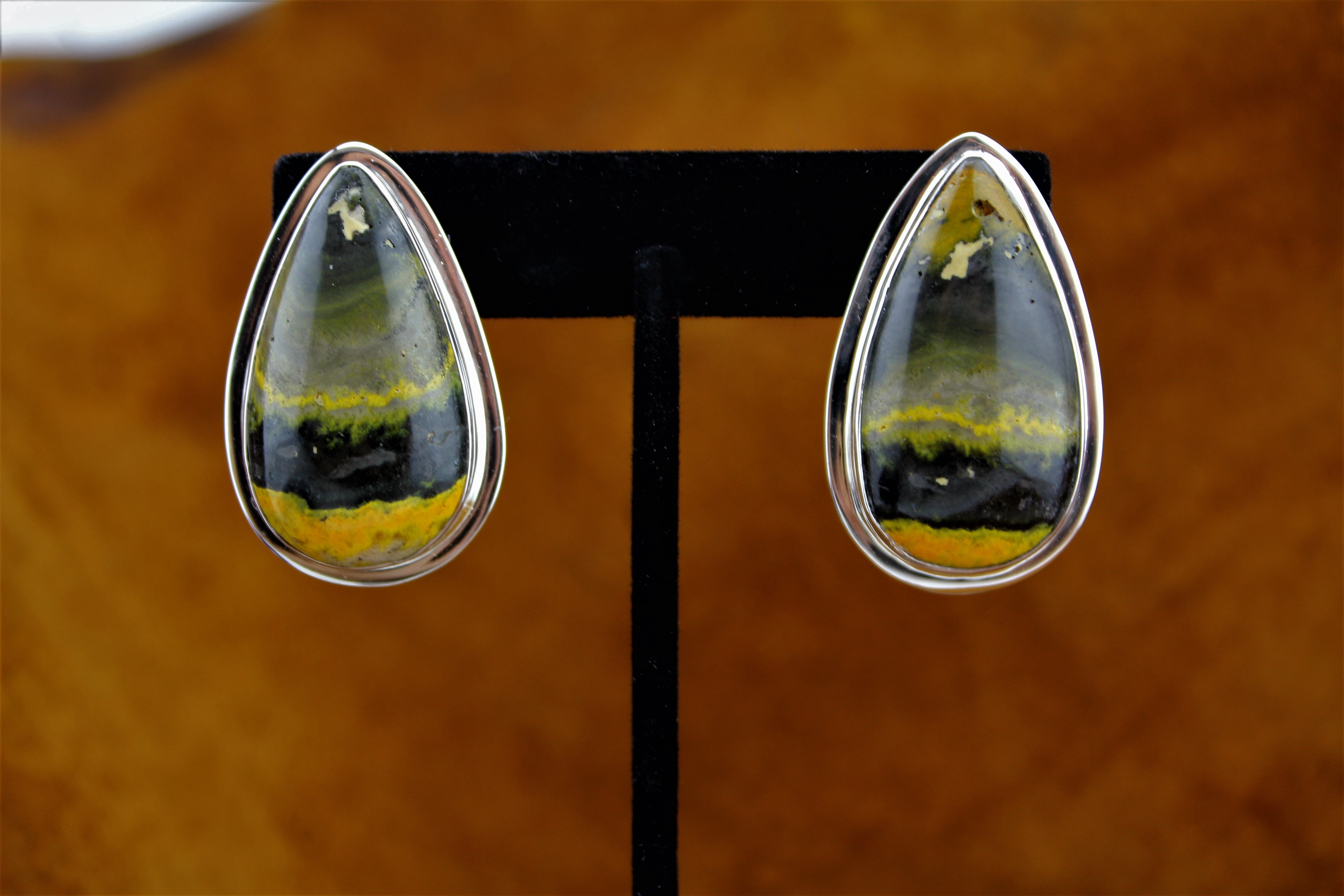 Marita Jackson Sterling Bumblee Jasper Earrings