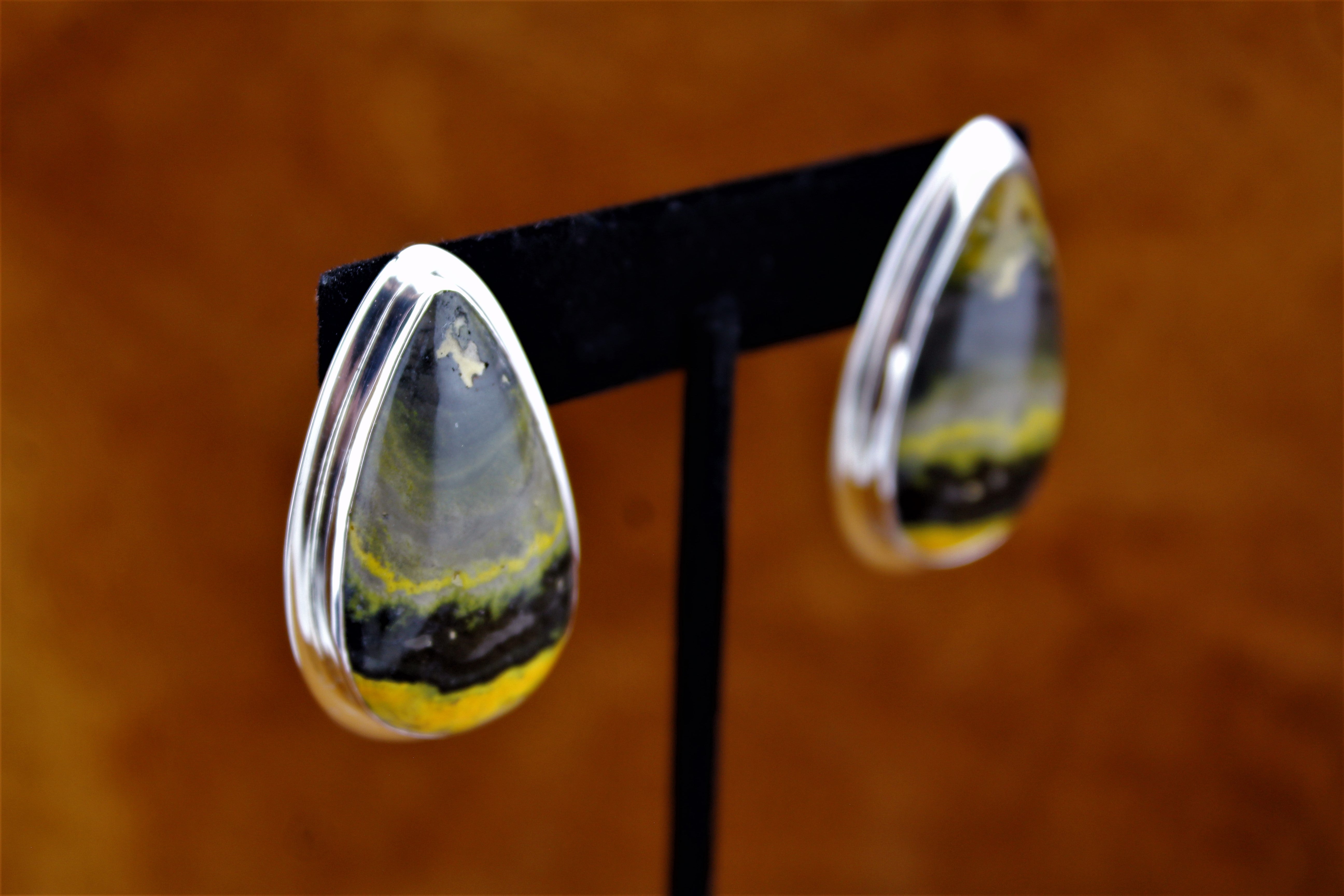 Marita Jackson Sterling Bumblee Jasper Earrings