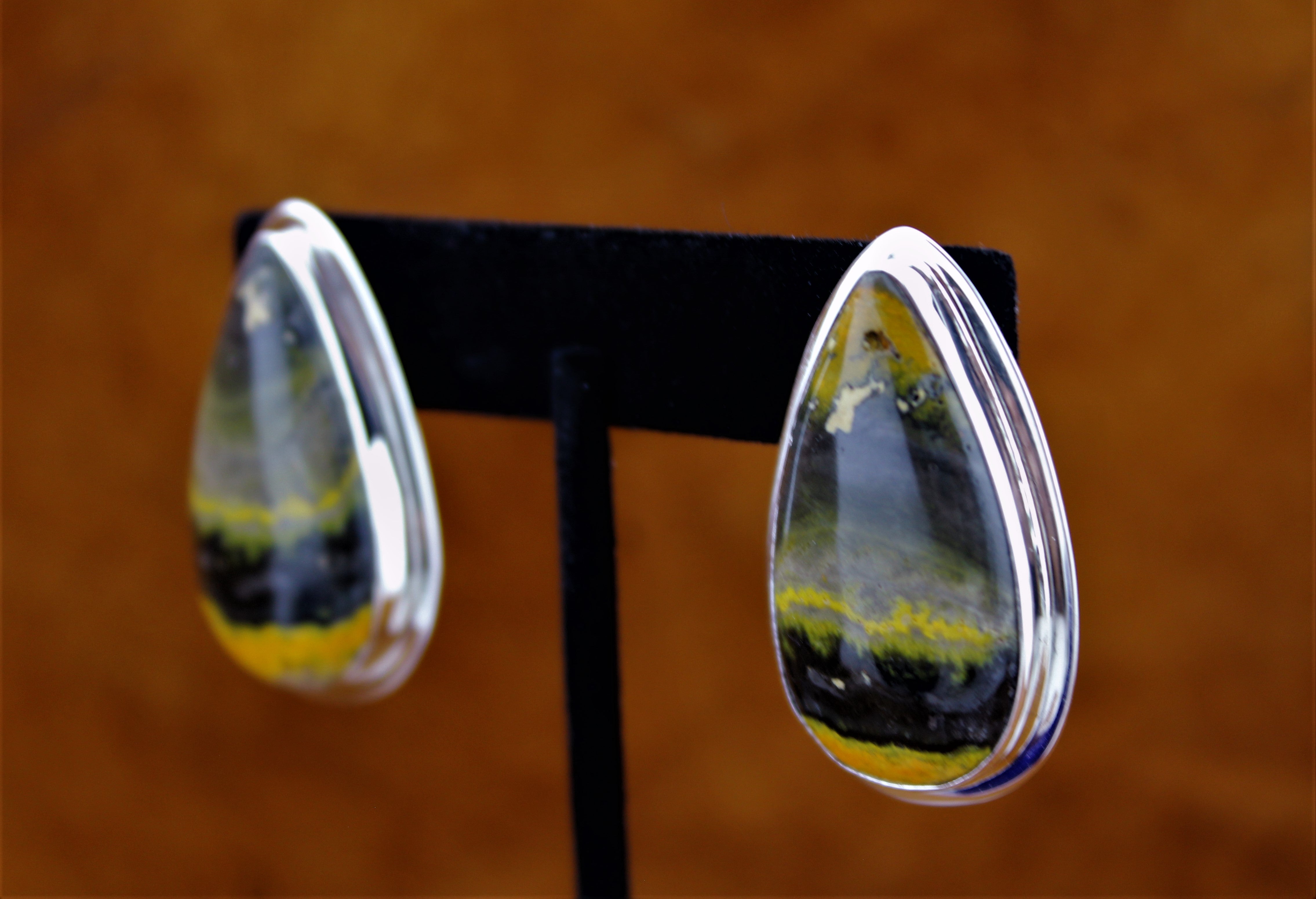 Marita Jackson Sterling Bumblee Jasper Earrings
