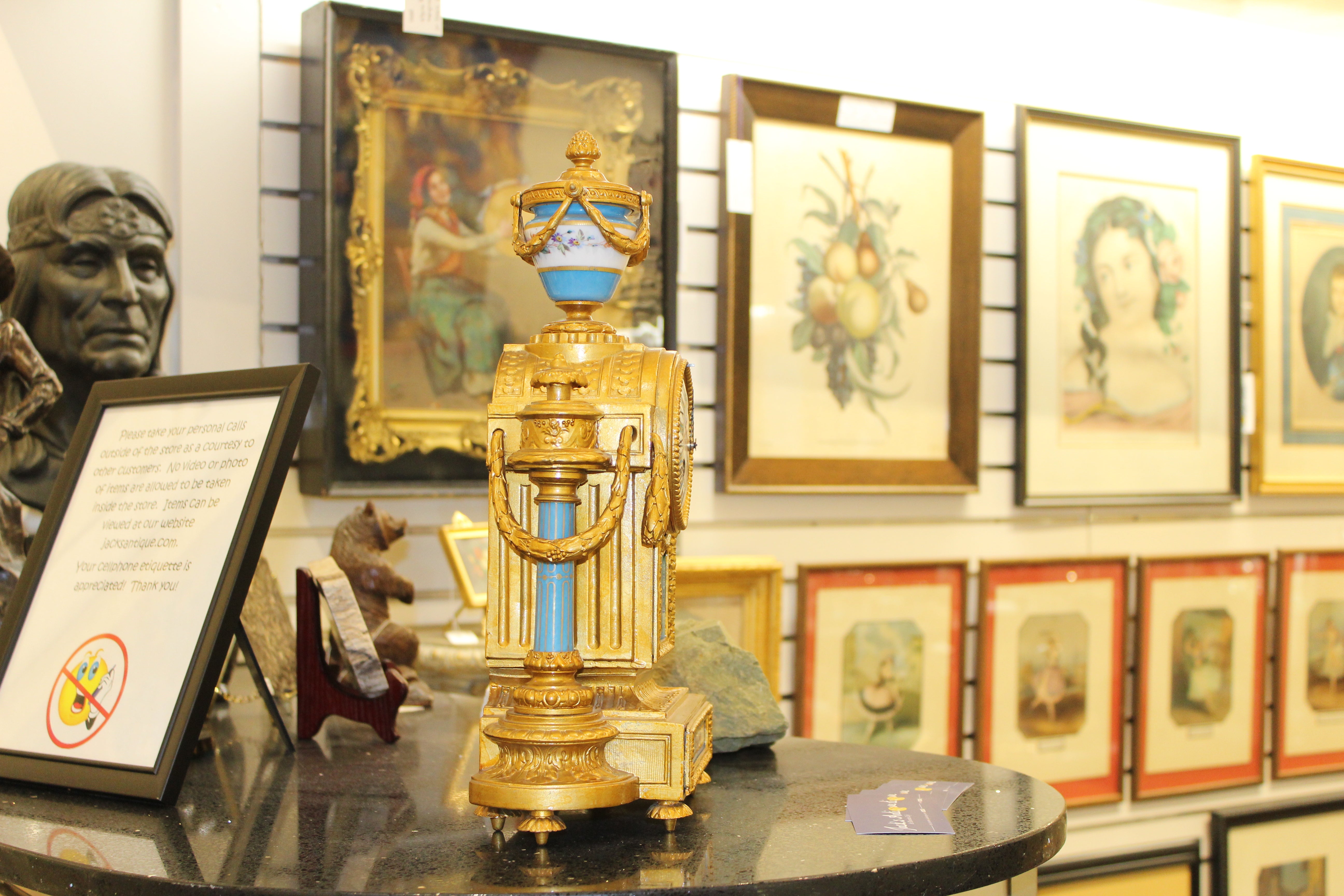 Antique French Ormolu and Enamel Clock