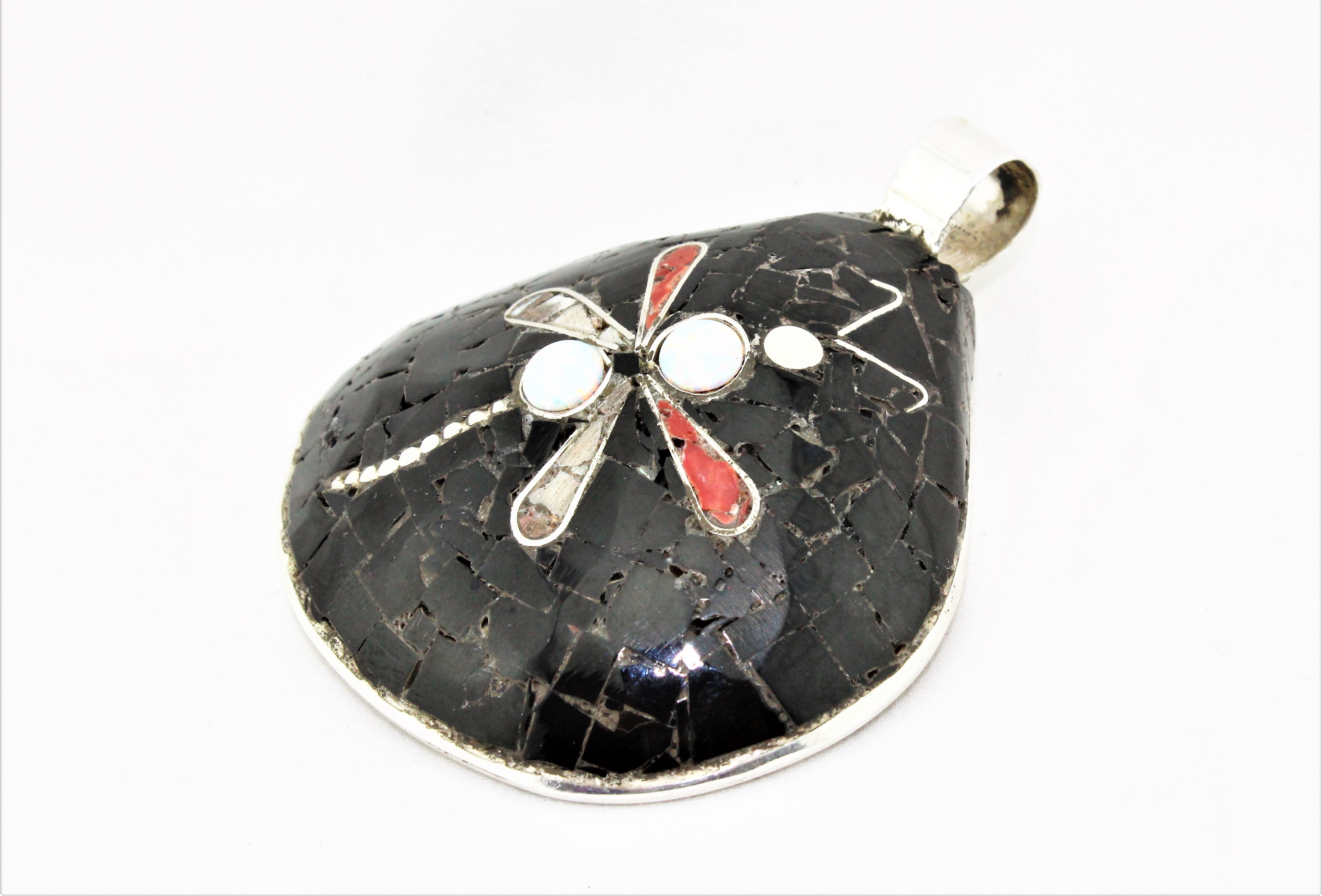 Santo Domingo Dragonfly Shell Mosaic Inlay Necklace