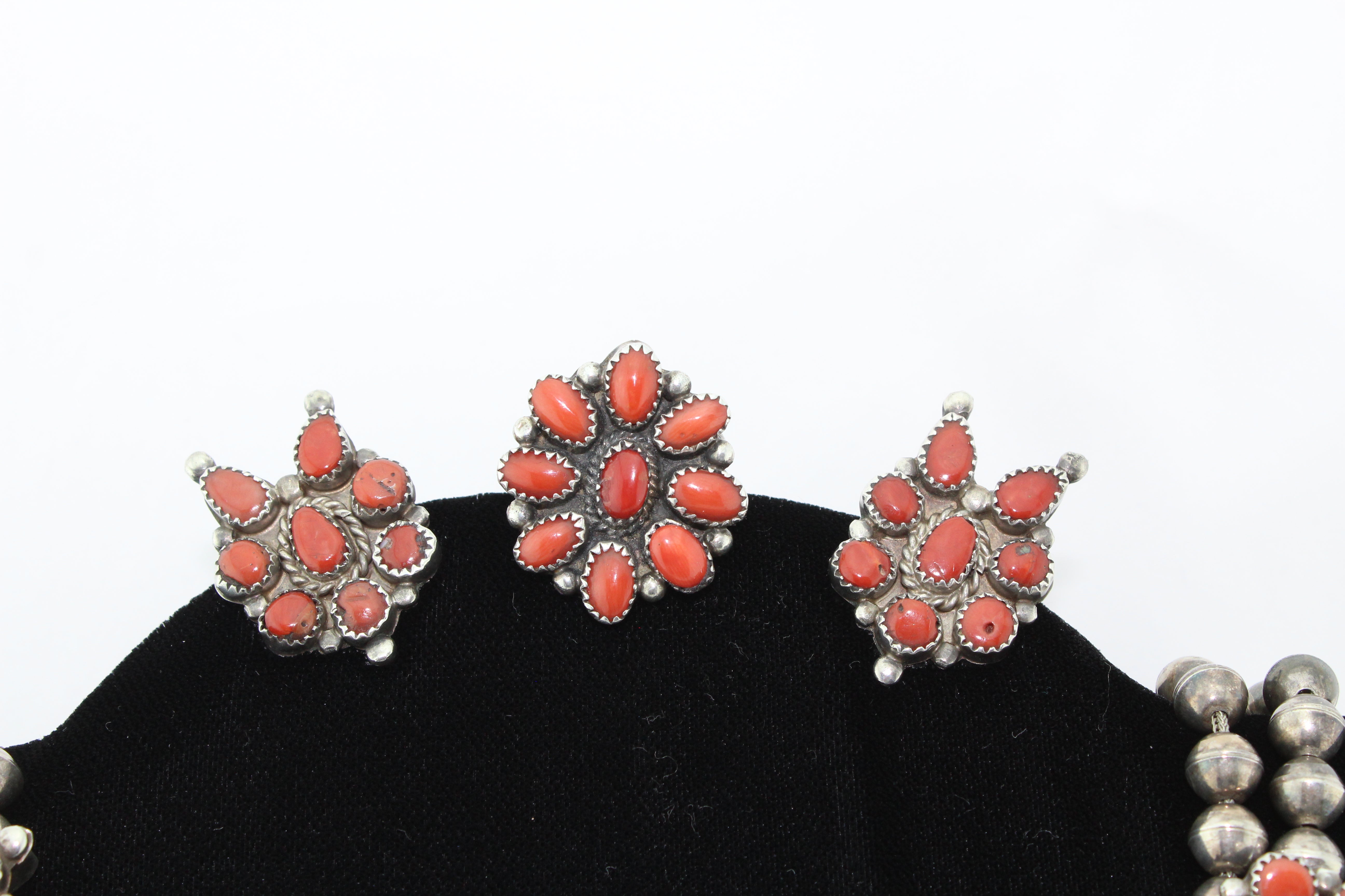 Zuni Coral Jewelry Suite