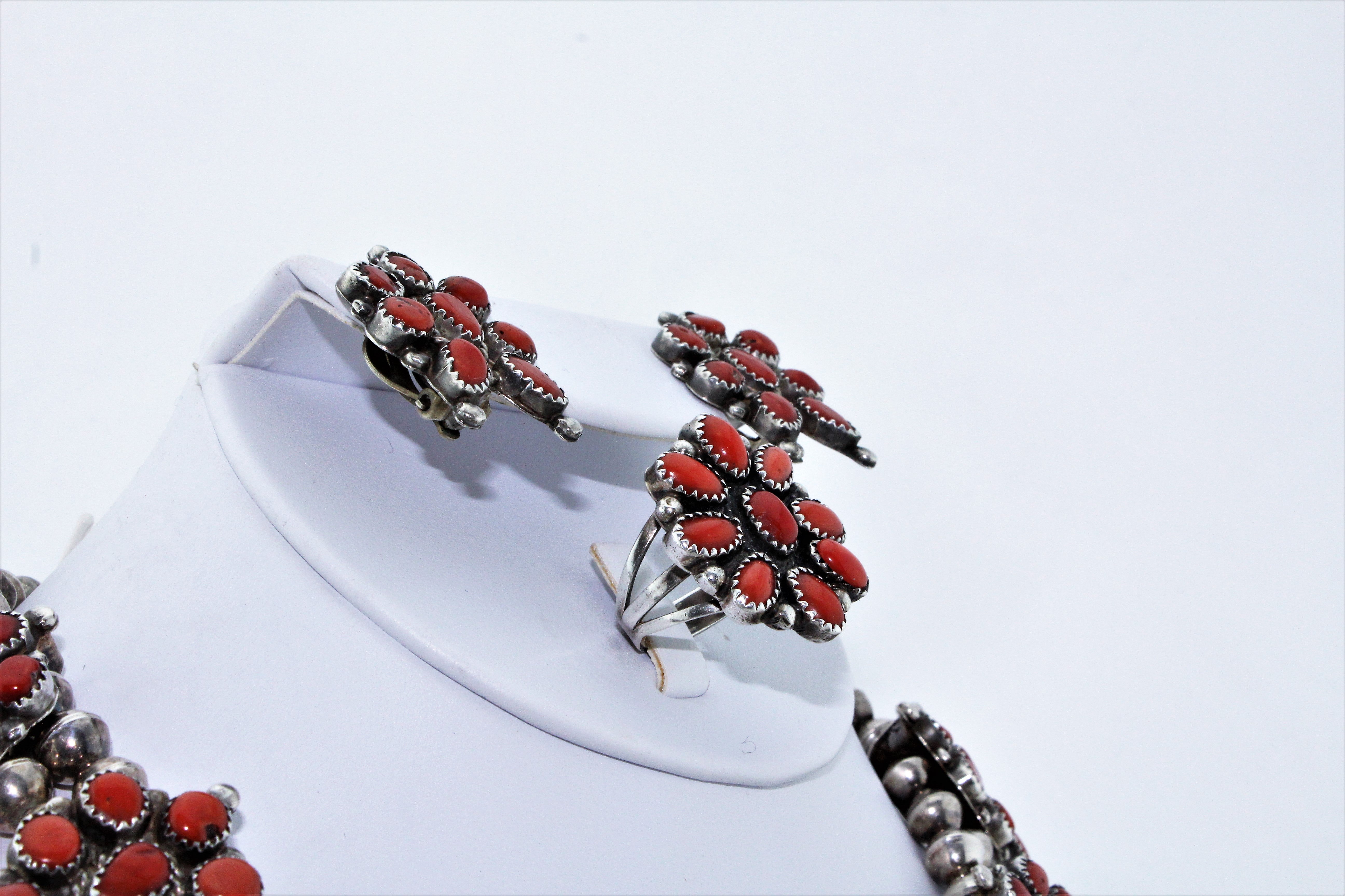 Zuni Coral Jewelry Suite