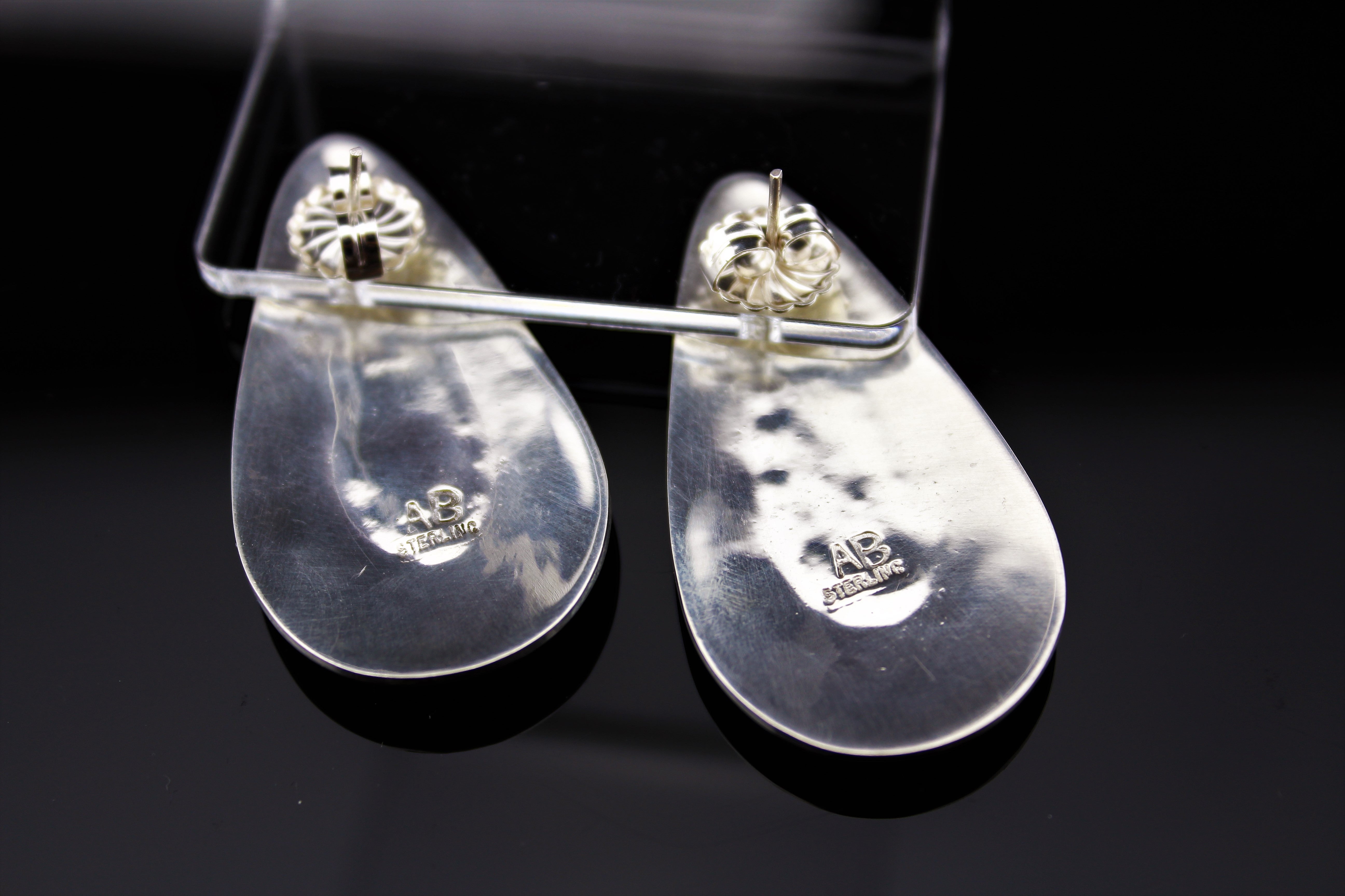 Navajo Sterling Silver Coral Earrings