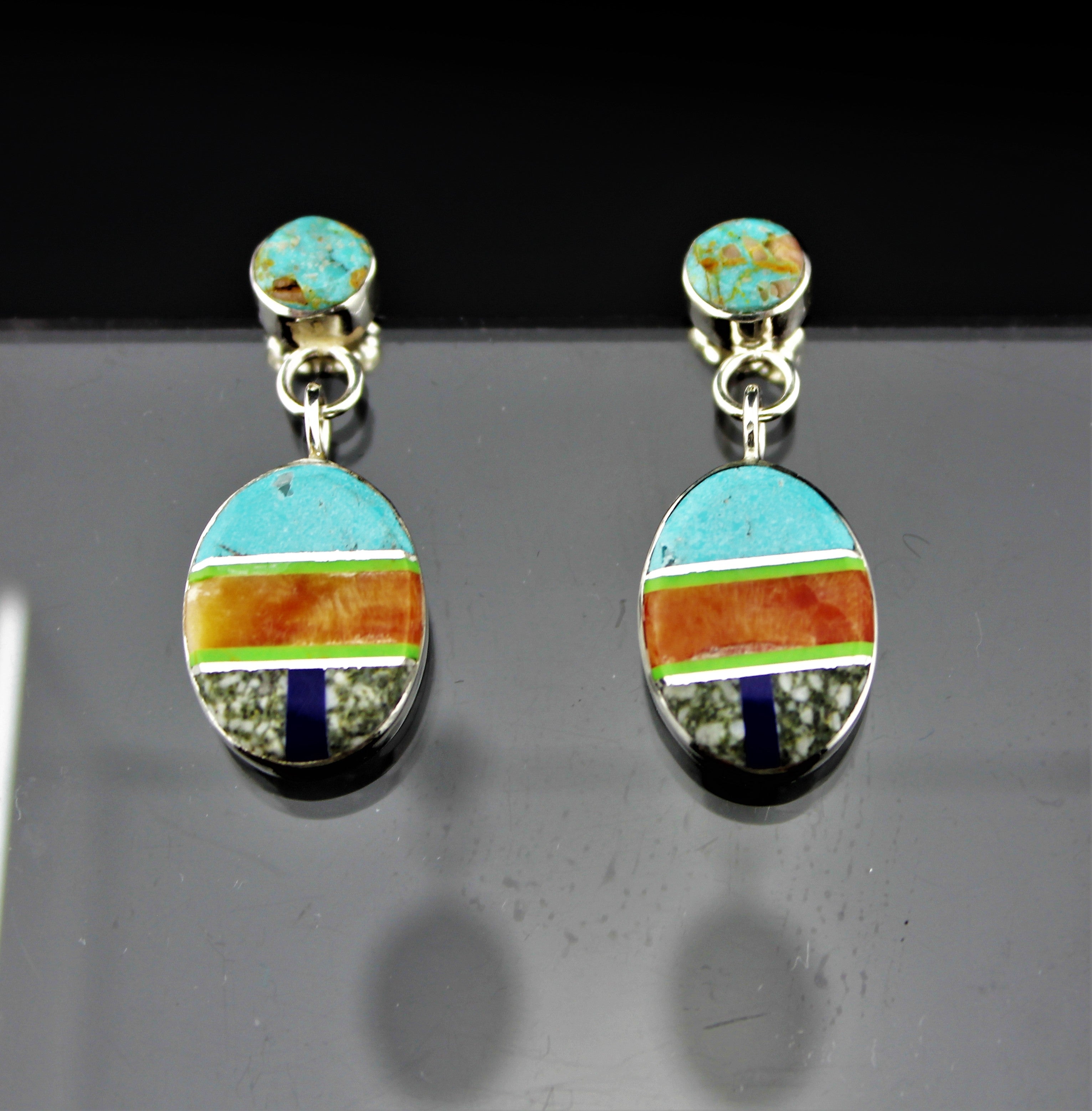Navajo Sterling Silver Turquoise Inlay Earrings