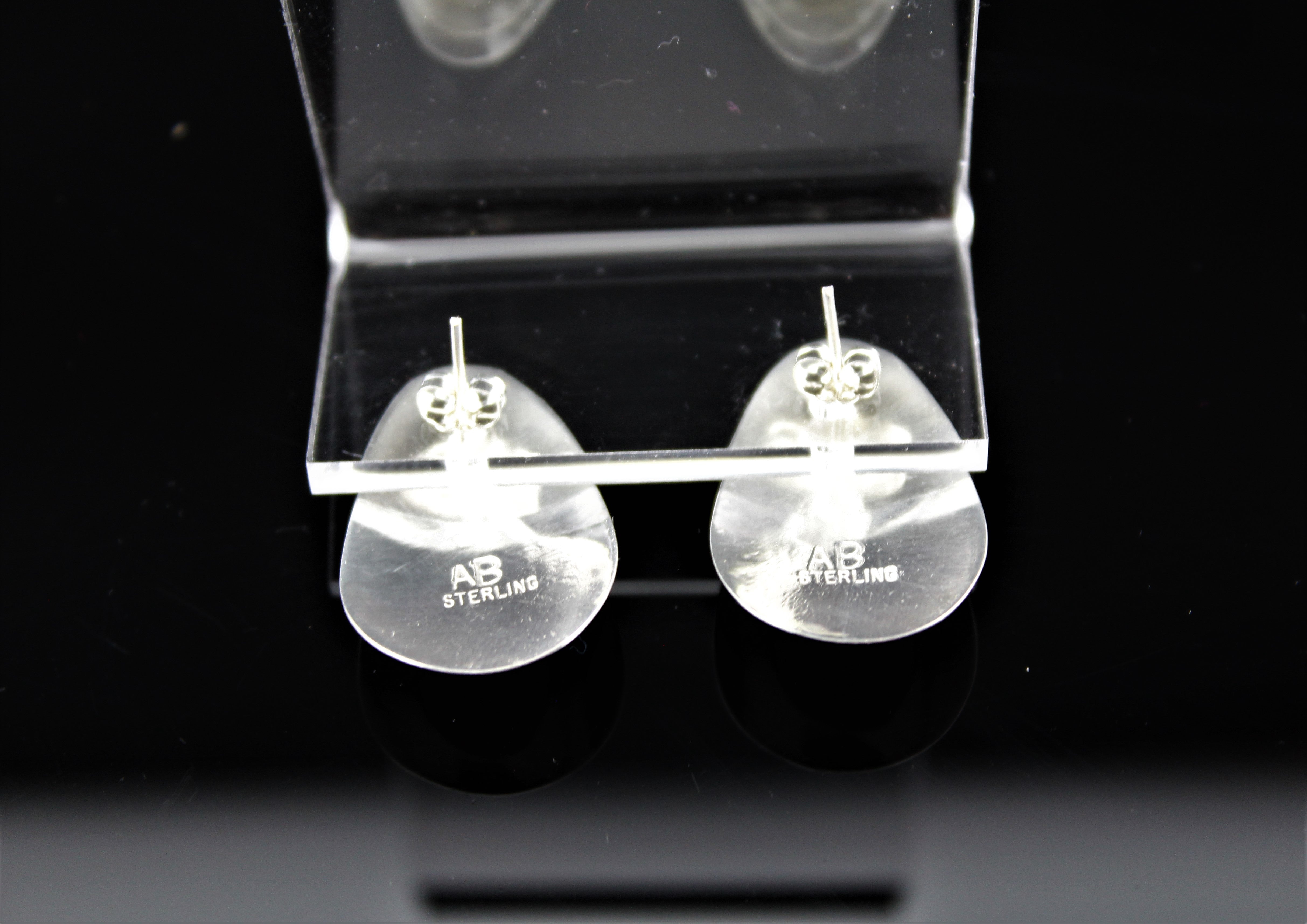 Navajo Sterling Silver Ironwood Channel Inlay Earrings