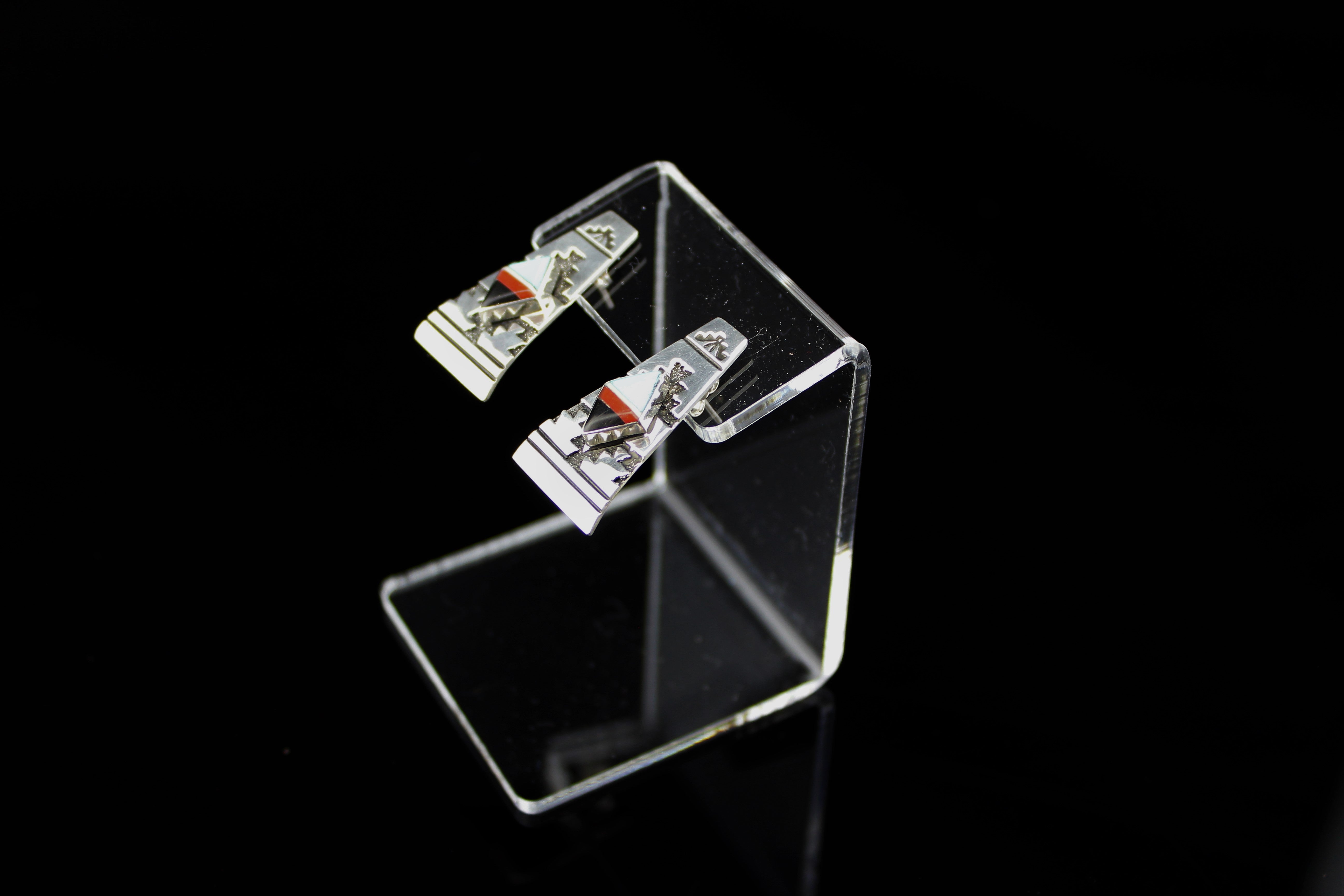 Navajo Sterling Silver Overlay Earrings