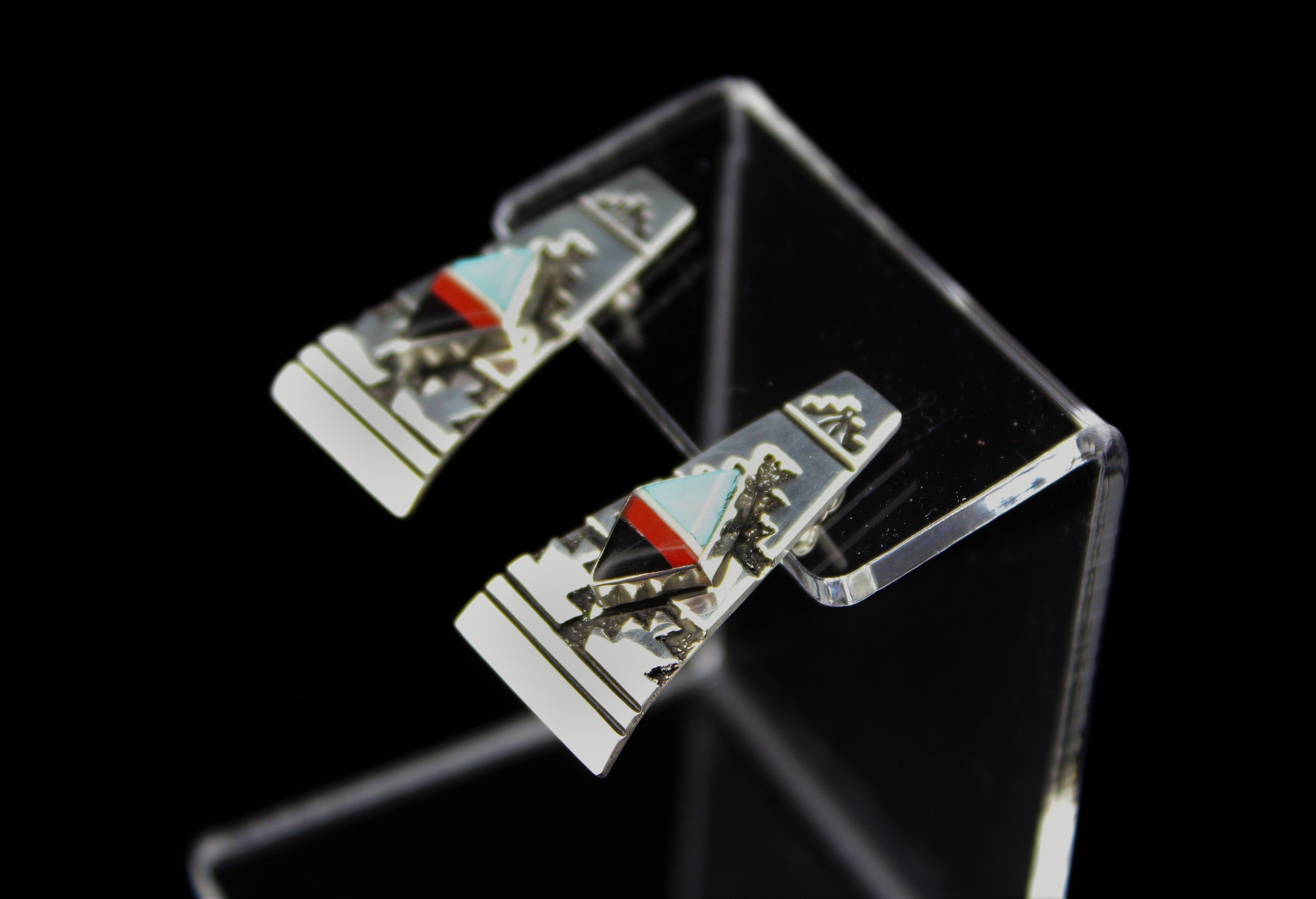 Navajo Sterling Silver Overlay Earrings