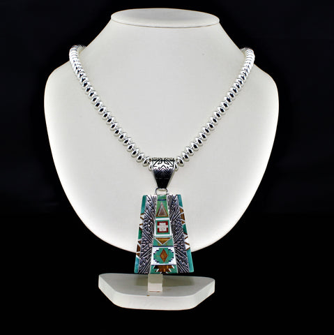 Contemporary Navajo Micro Inlay Multi Stone Necklace