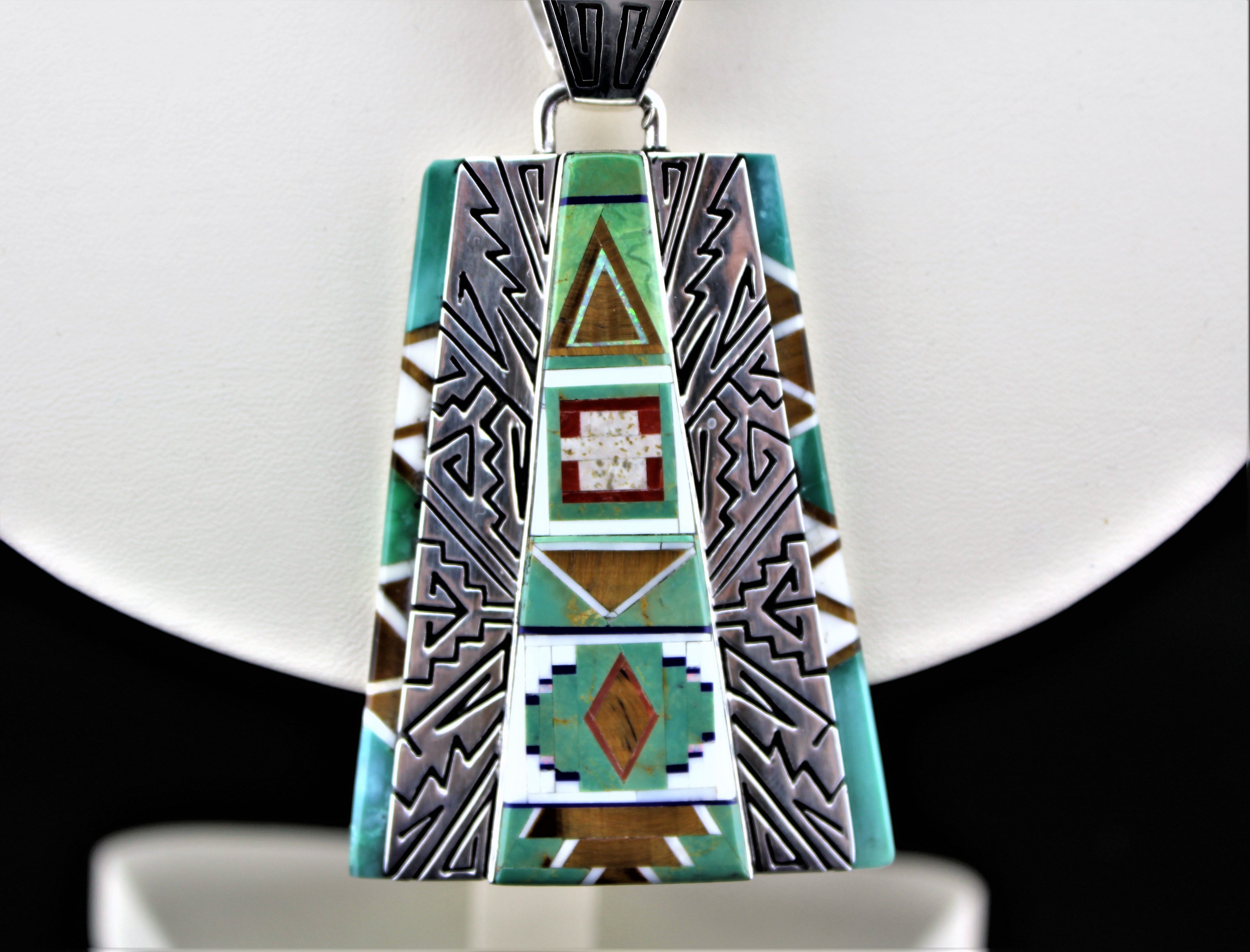 Contemporary Navajo Micro Inlay Multi Stone Necklace