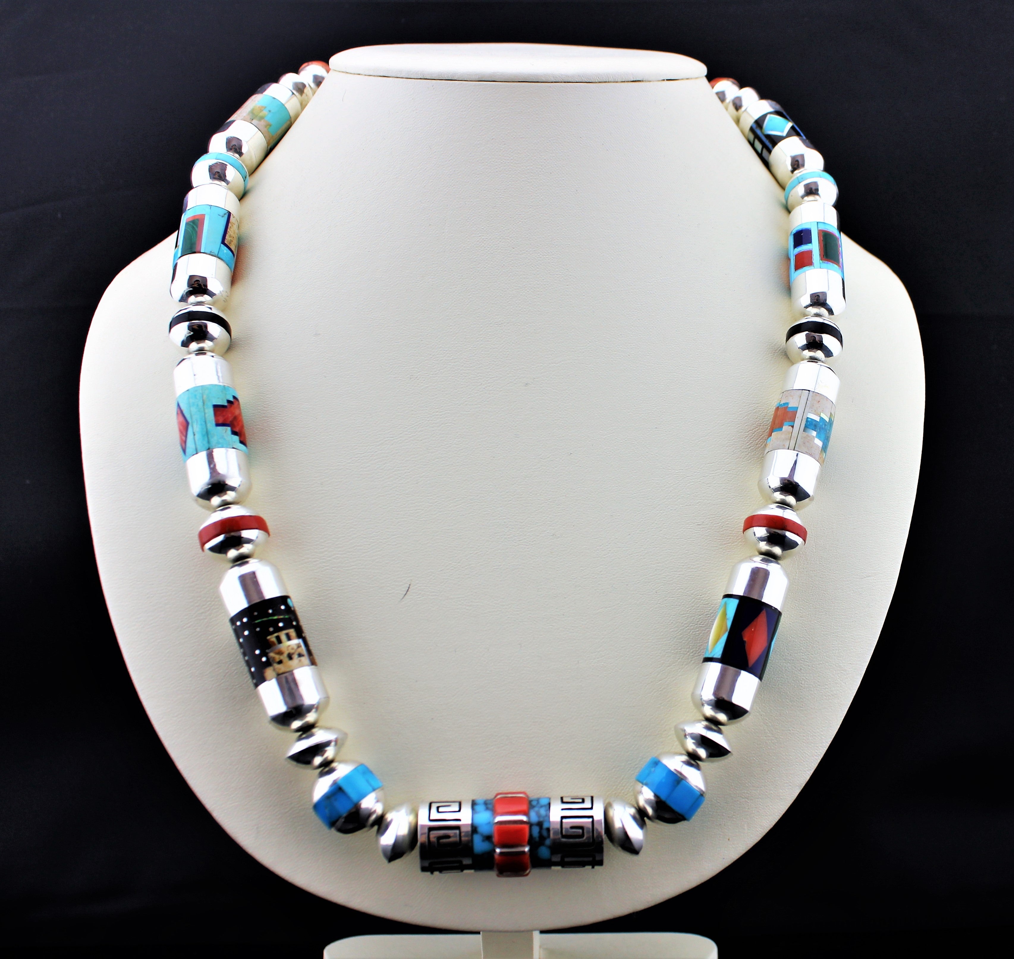 Award Winning Navajo Micro Inlay Multi Stone Necklace