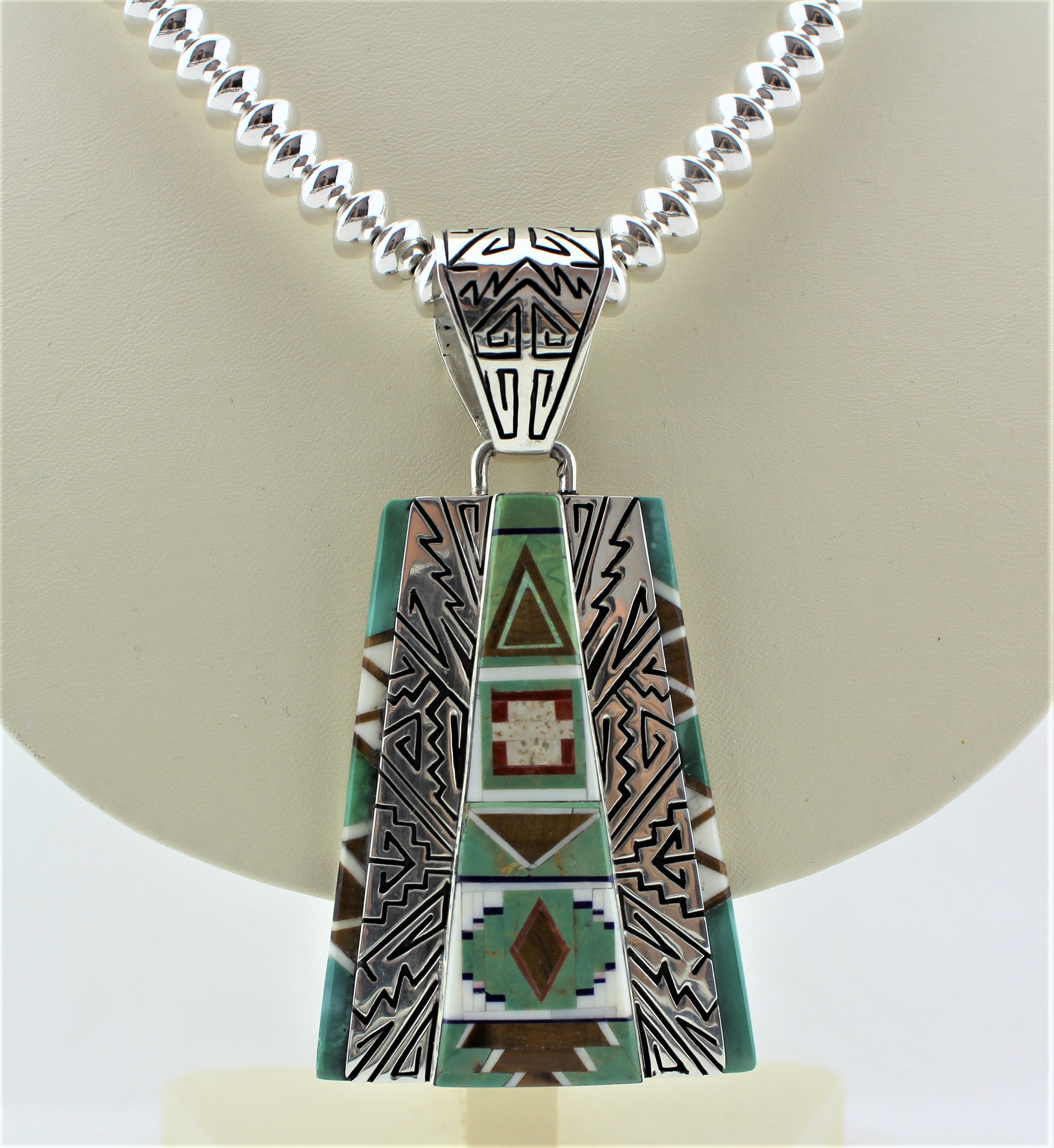 Contemporary Navajo Micro Inlay Multi Stone Necklace