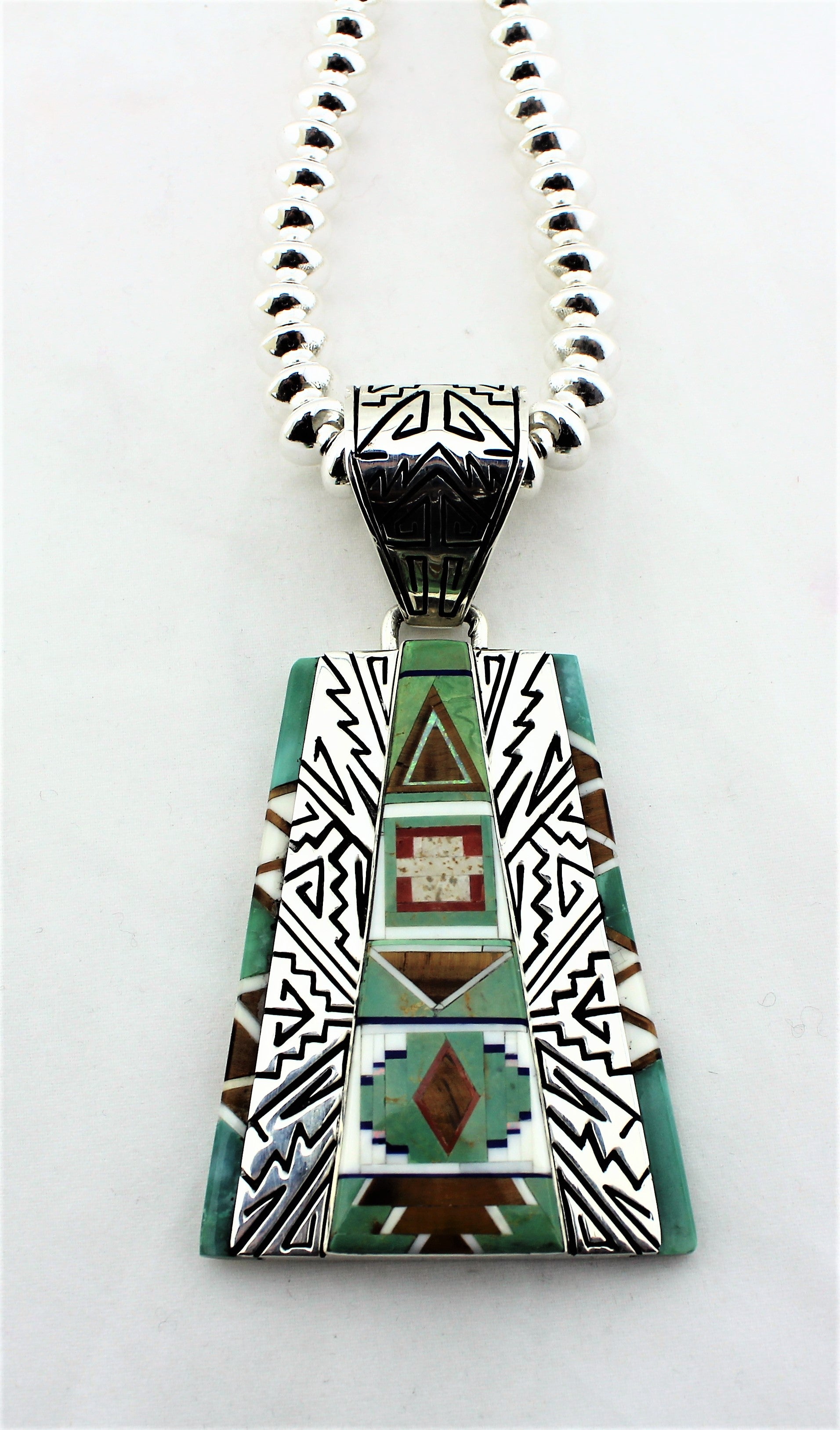 Contemporary Navajo Micro Inlay Multi Stone Necklace