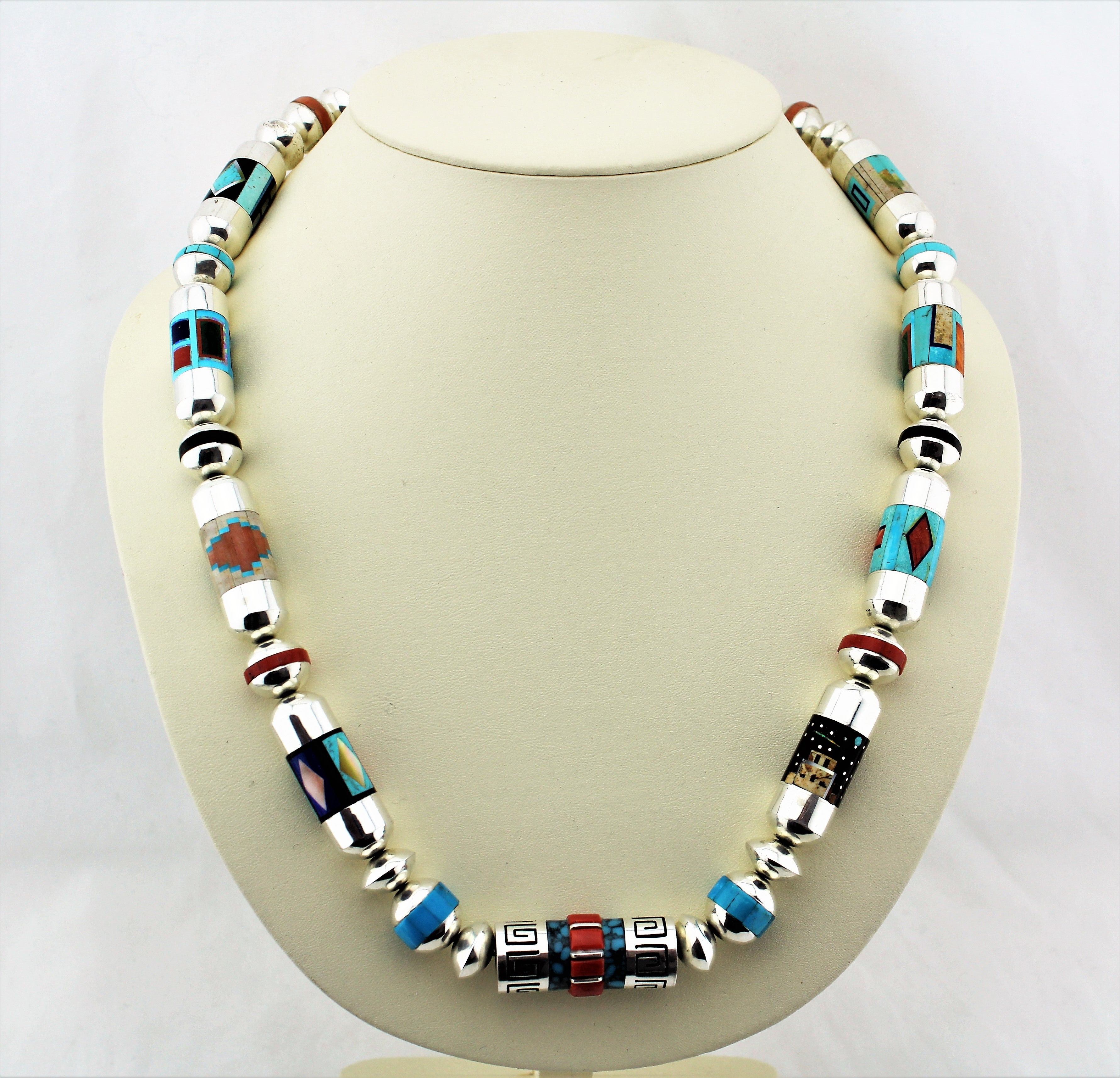 Award Winning Navajo Micro Inlay Multi Stone Necklace