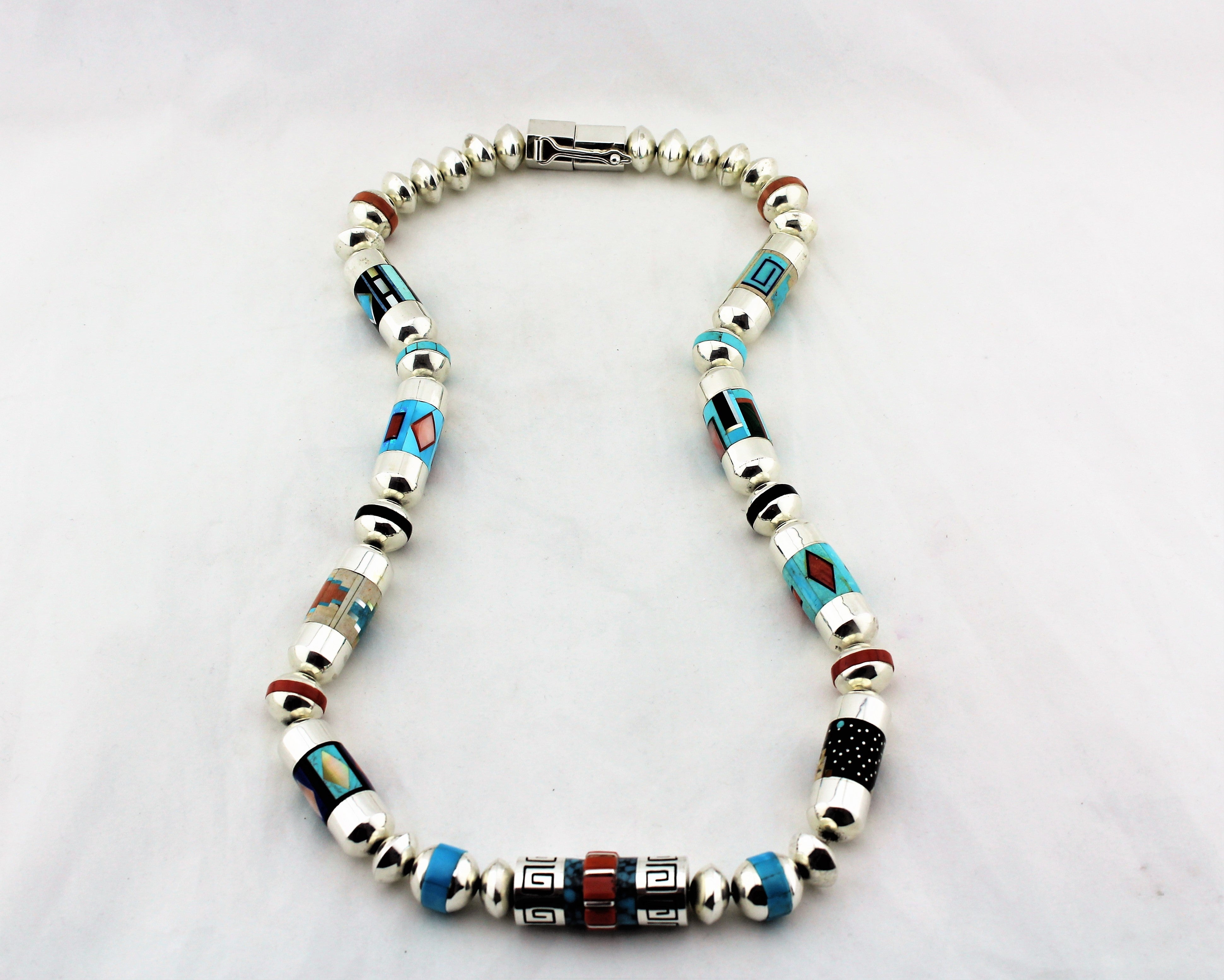 Award Winning Navajo Micro Inlay Multi Stone Necklace