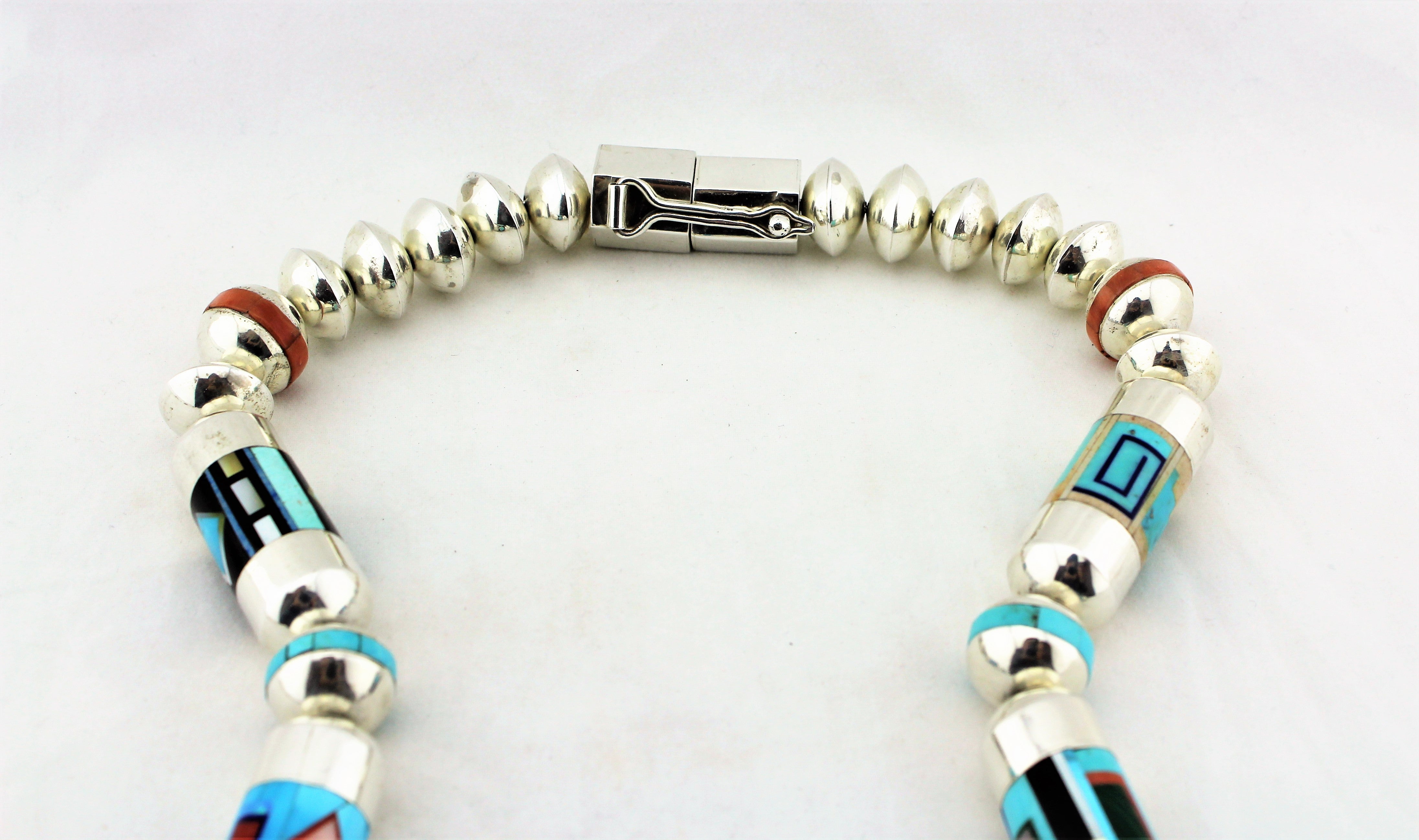 Award Winning Navajo Micro Inlay Multi Stone Necklace