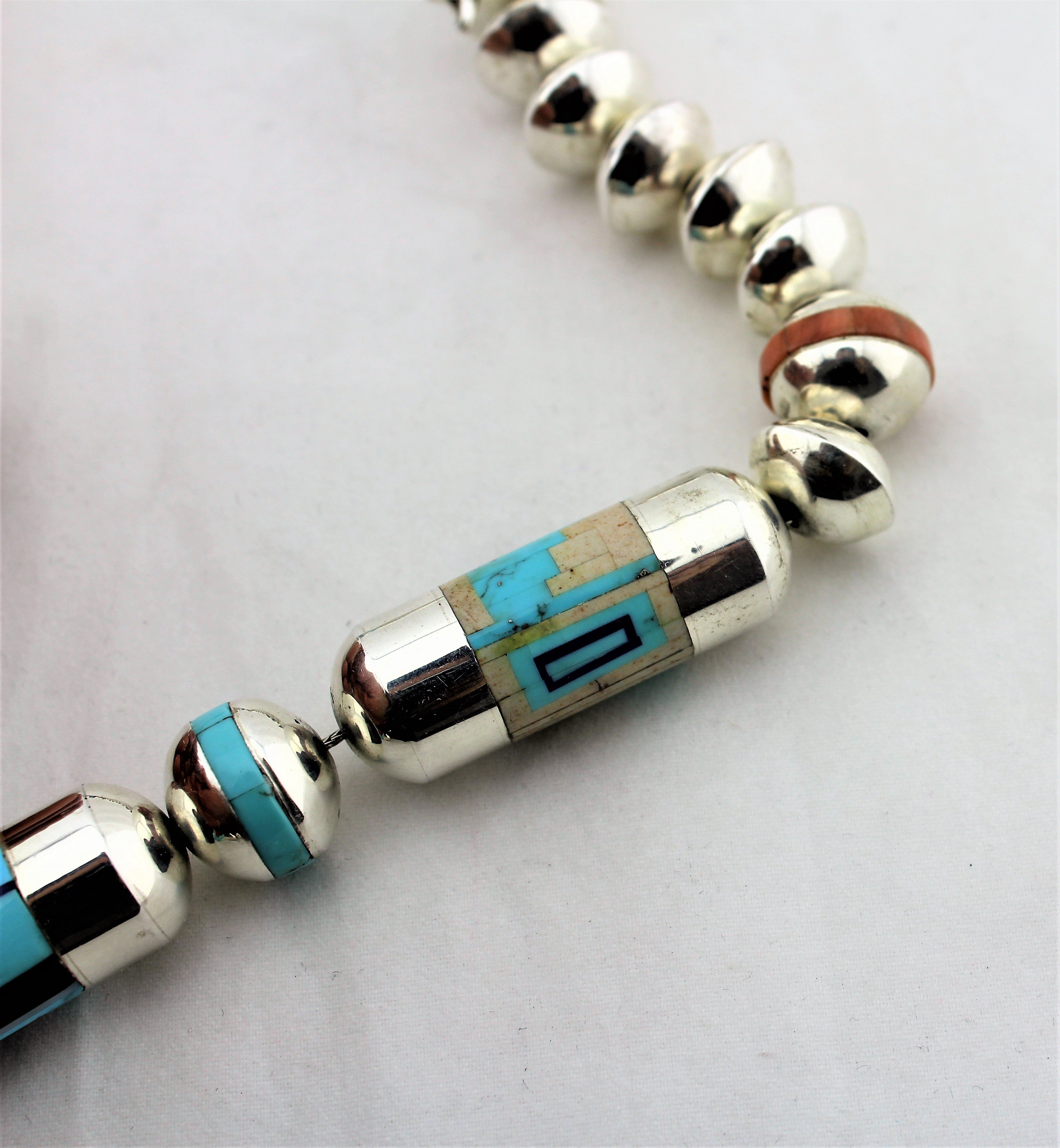 Award Winning Navajo Micro Inlay Multi Stone Necklace