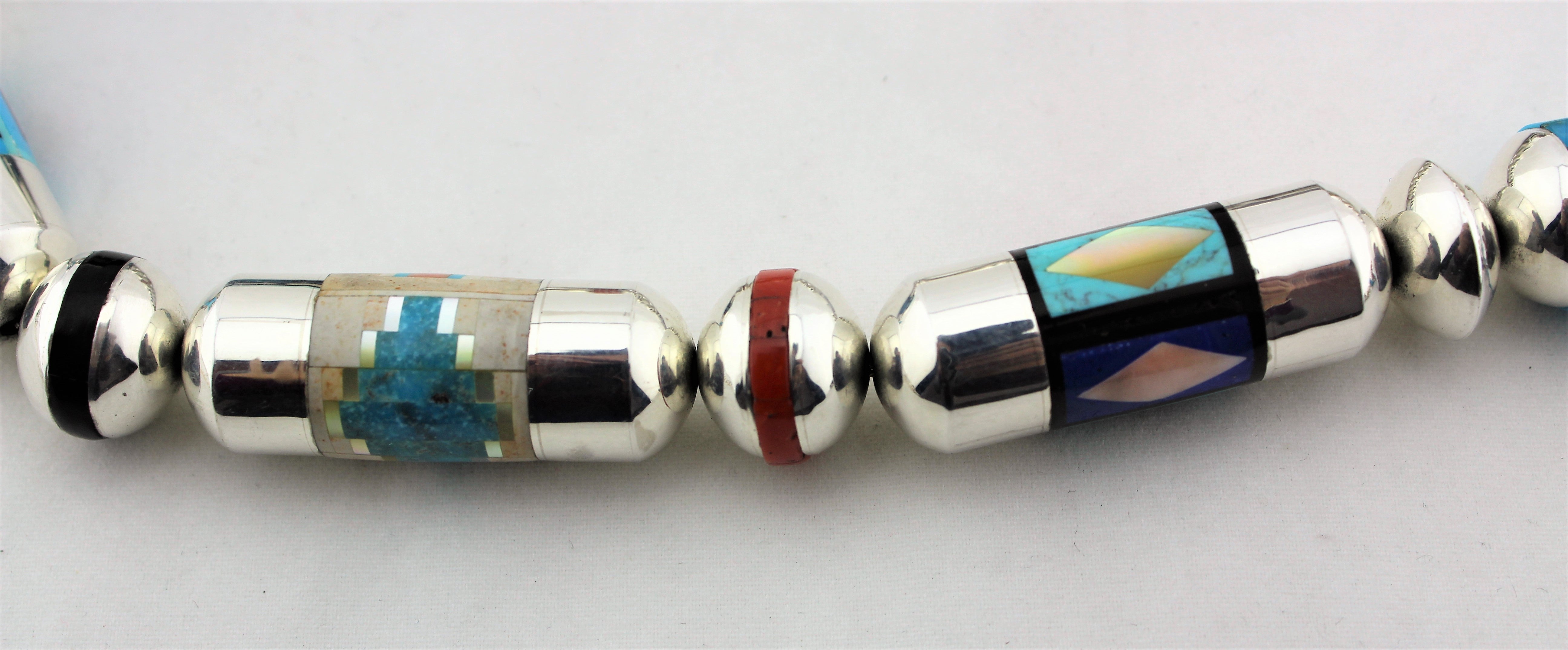 Award Winning Navajo Micro Inlay Multi Stone Necklace