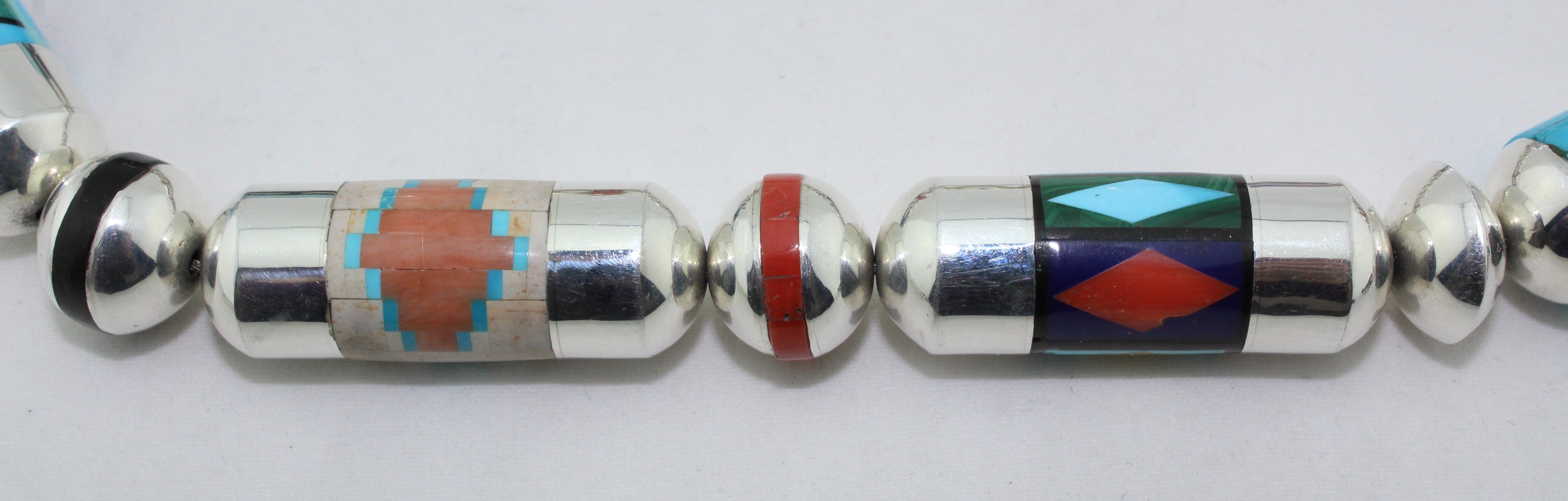 Award Winning Navajo Micro Inlay Multi Stone Necklace